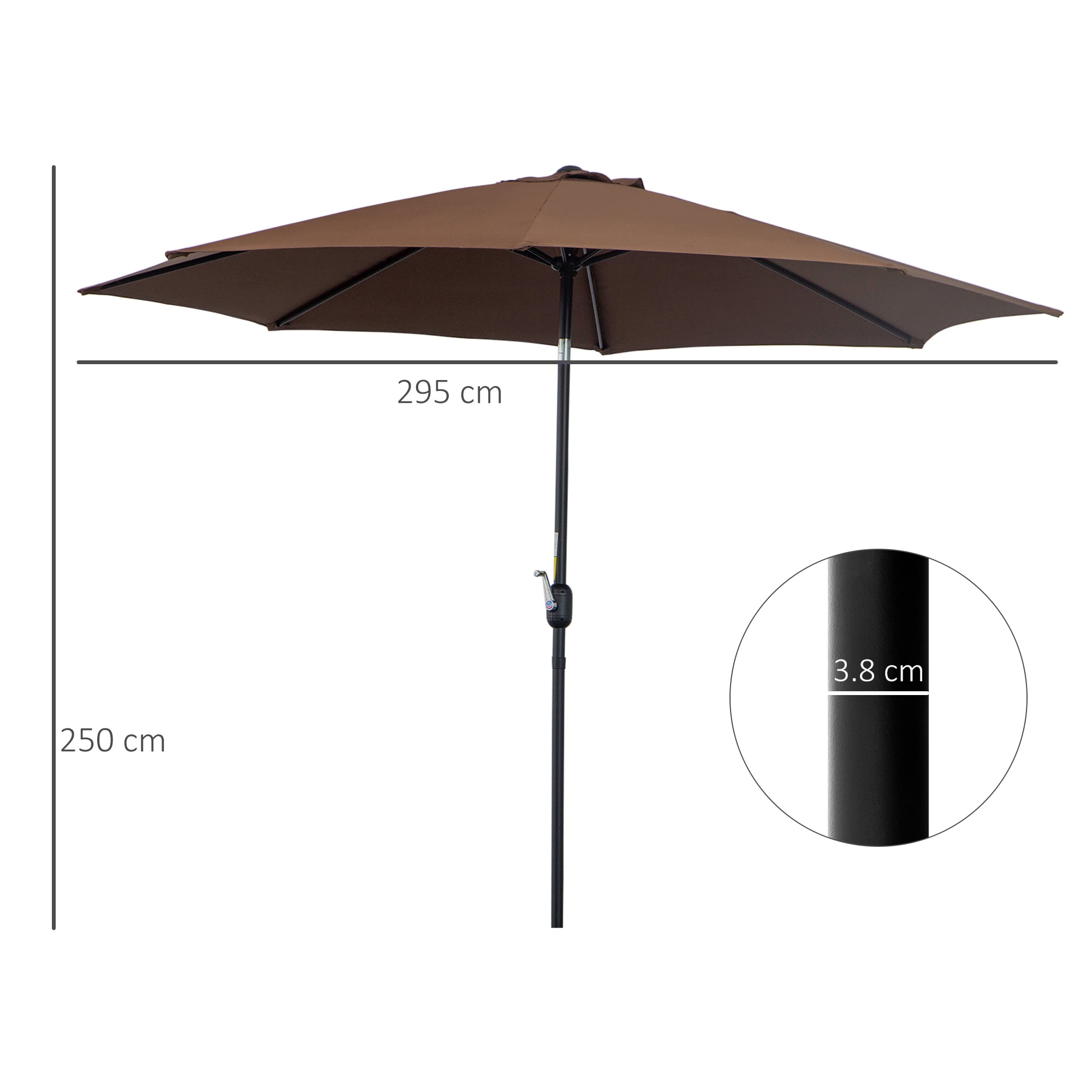 Cantilever Umbrella Garden Umbrella Market Umbrella with Hand Crank Steel 180 g/m² Polyester Brown Ø2.95 x 2.5 m
