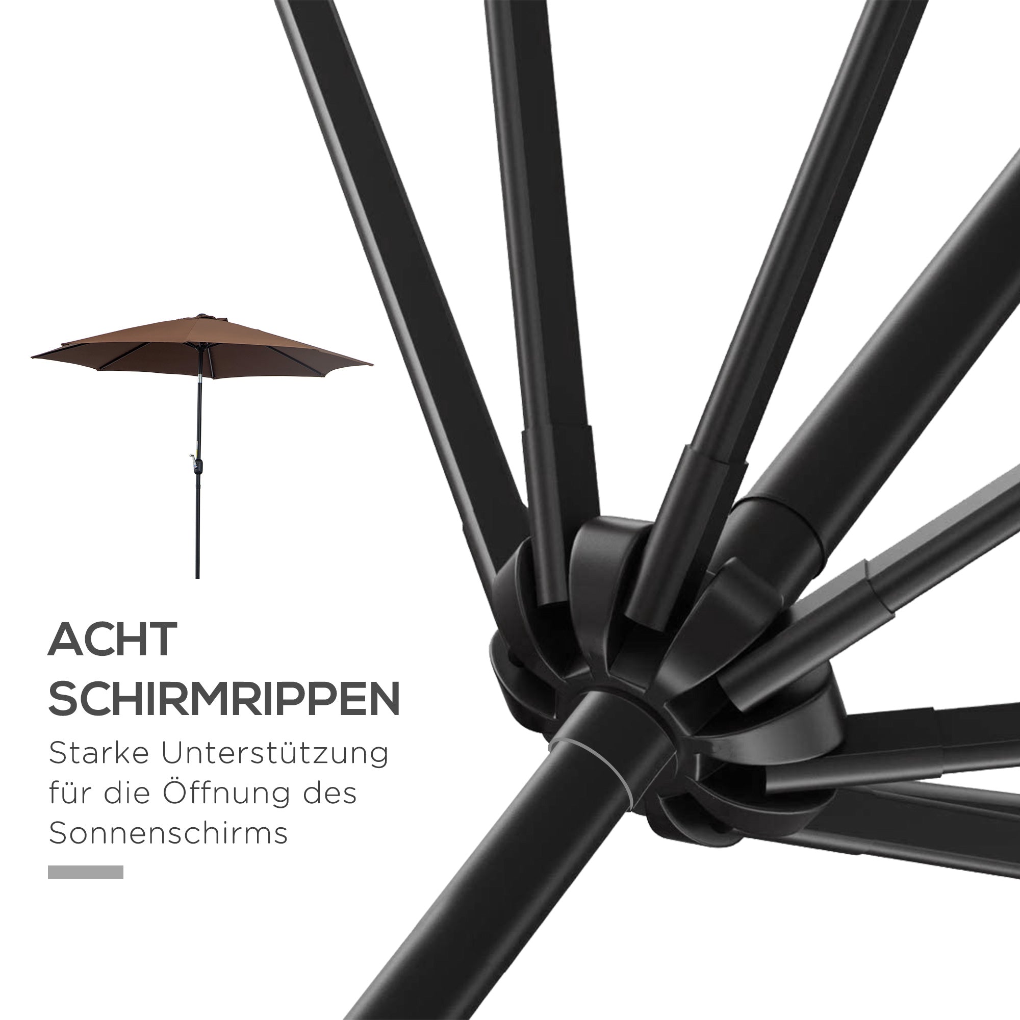 Cantilever Umbrella Garden Umbrella Market Umbrella with Hand Crank Steel 180 g/m² Polyester Brown Ø2.95 x 2.5 m