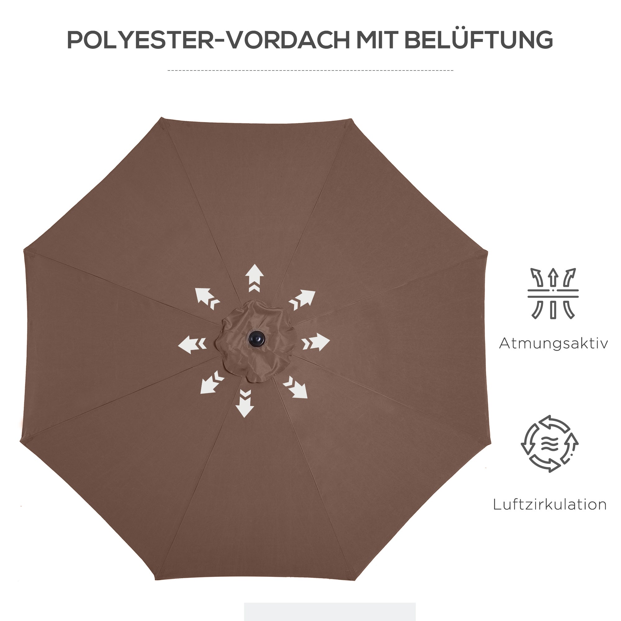 Cantilever Umbrella Garden Umbrella Market Umbrella with Hand Crank Steel 180 g/m² Polyester Brown Ø2.95 x 2.5 m