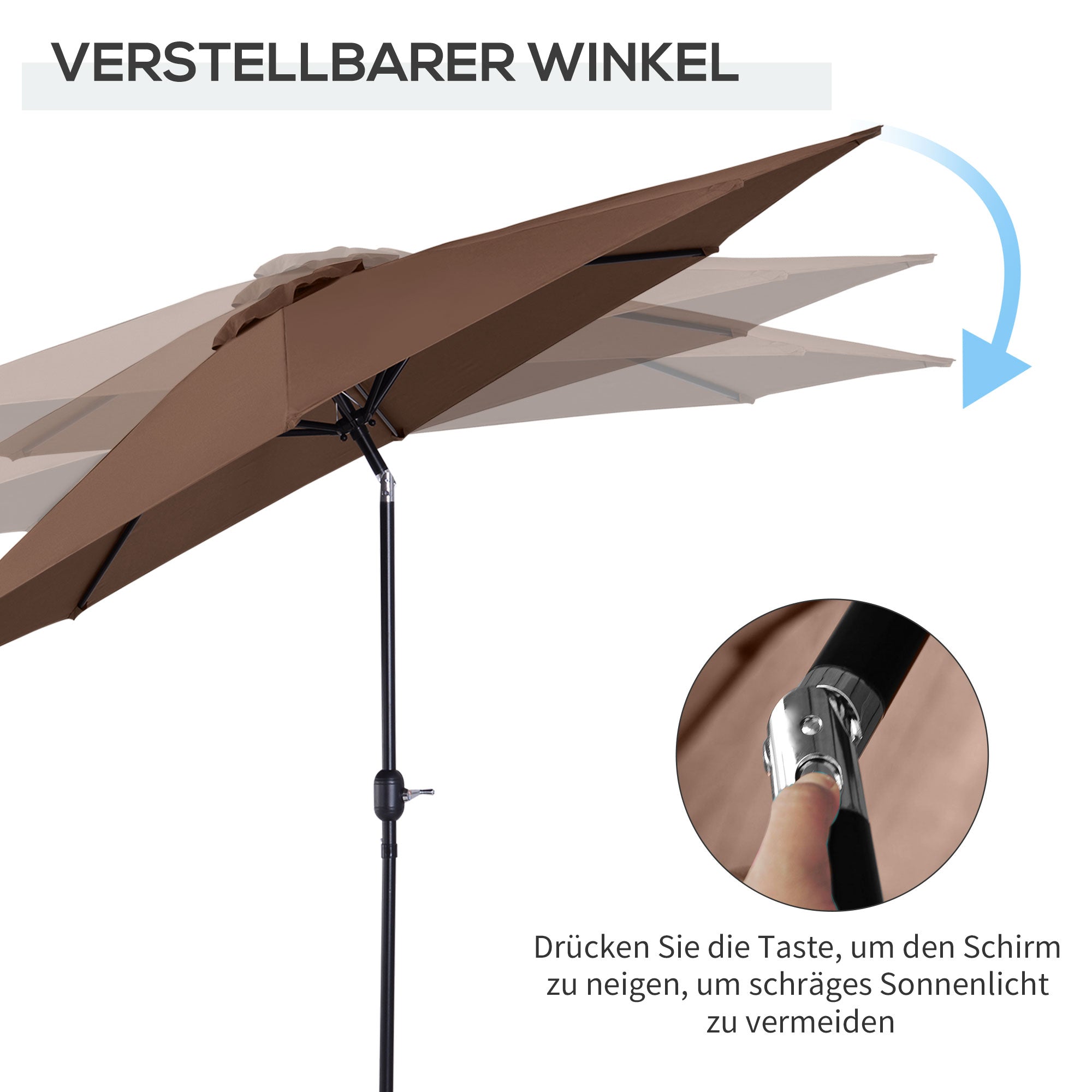Cantilever Umbrella Garden Umbrella Market Umbrella with Hand Crank Steel 180 g/m² Polyester Brown Ø2.95 x 2.5 m