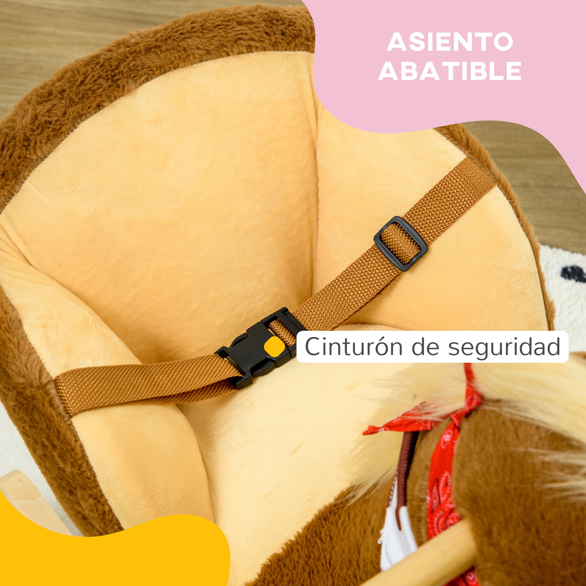 Rocking Horse for Babies 18-36 Months Rocking Horse with Animal Sounds Safety Belt Handlebar and Footrest Load 40 kg 60x33x50 cm Brown