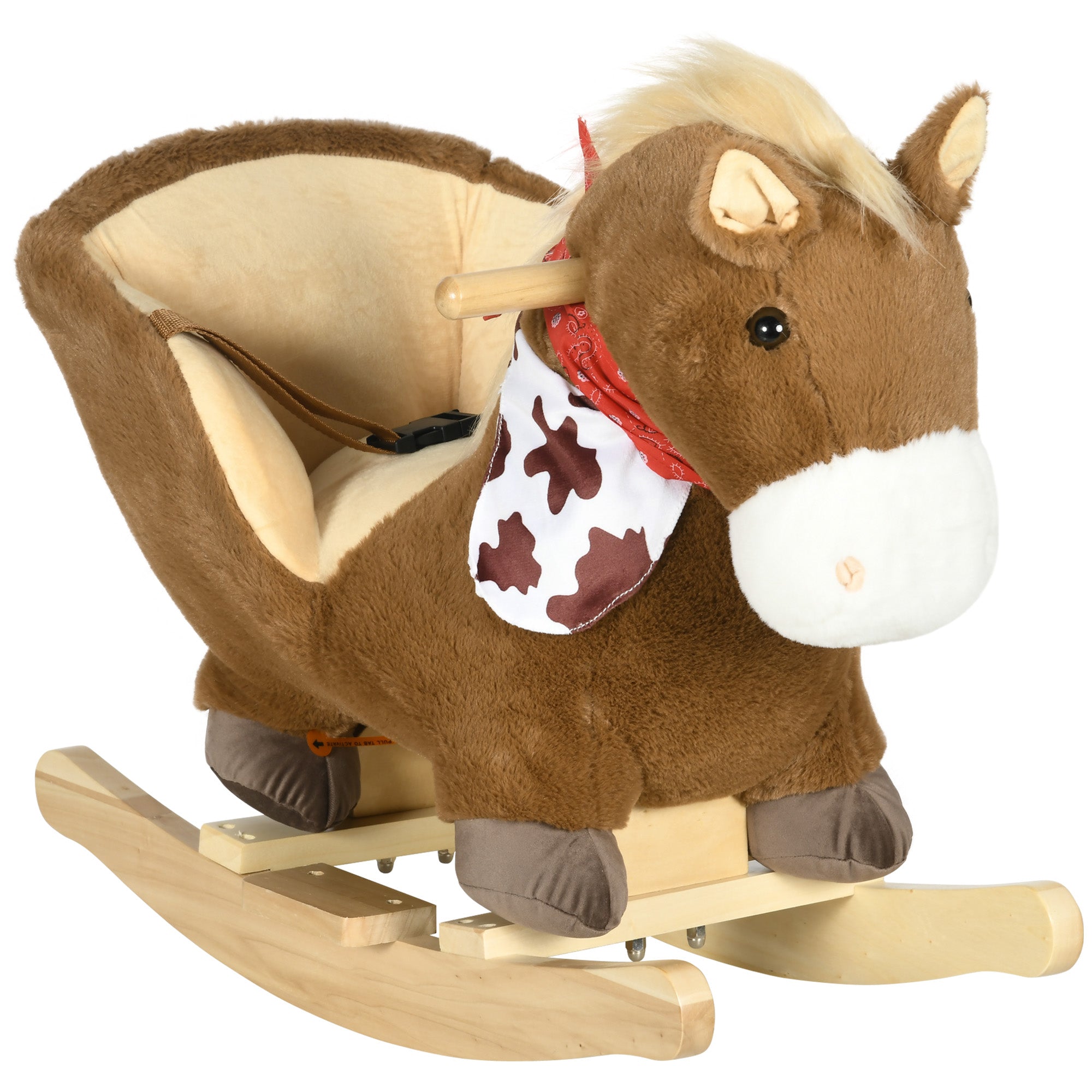 Rocking Horse for Babies 18-36 Months Rocking Horse with Animal Sounds Safety Belt Handlebar and Footrest Load 40 kg 60x33x50 cm Brown
