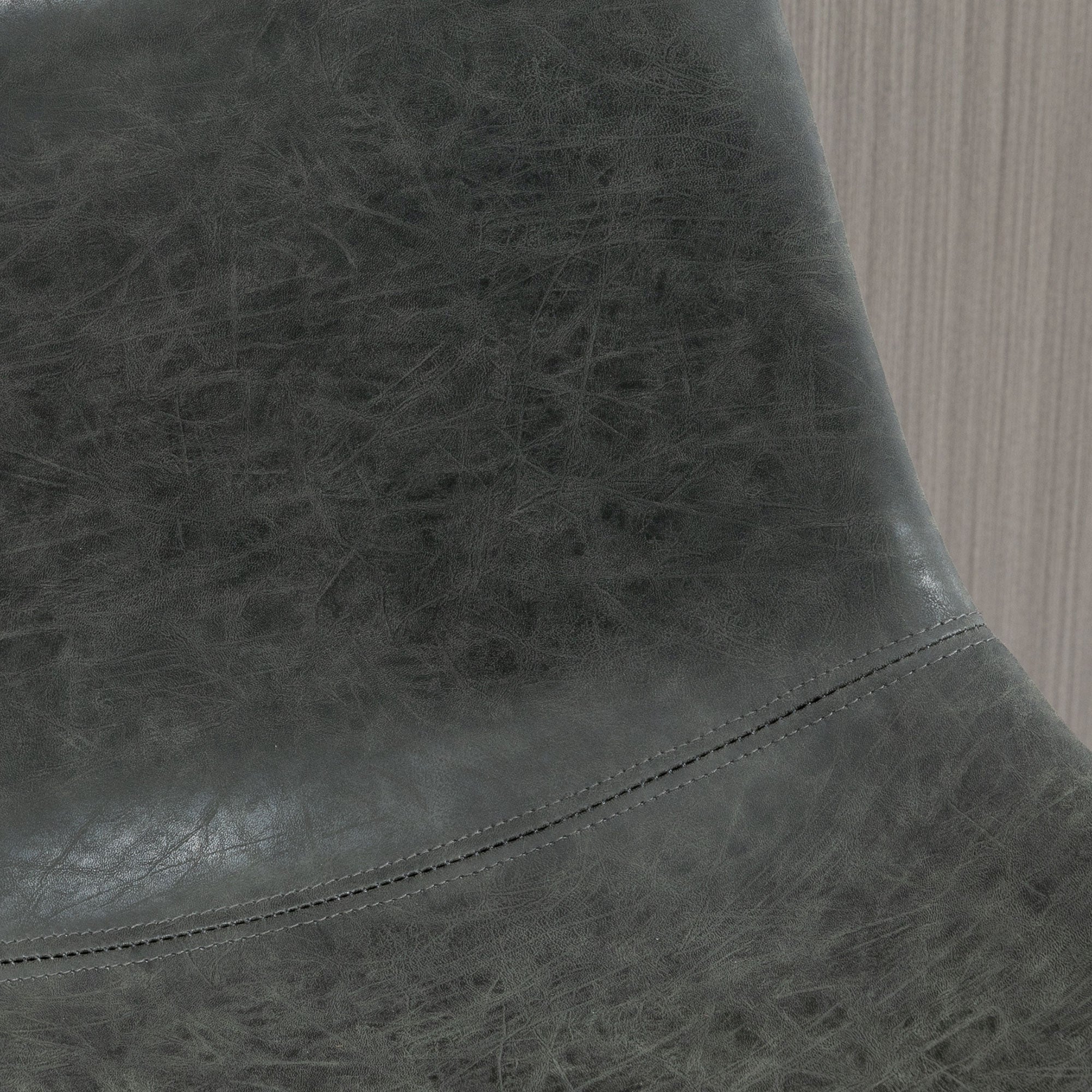 2 High Kitchen Stools Upholstered in PU Bar Stools with Backrest Steel Legs and Footrest for Dining Room Load 110 kg 47x54x99 cm Dark Gray