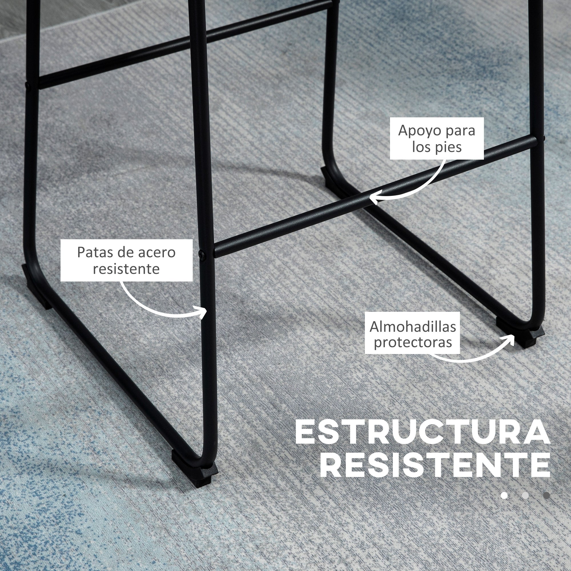 2 High Kitchen Stools Upholstered in PU Bar Stools with Backrest Steel Legs and Footrest for Dining Room Load 110 kg 47x54x99 cm Dark Gray