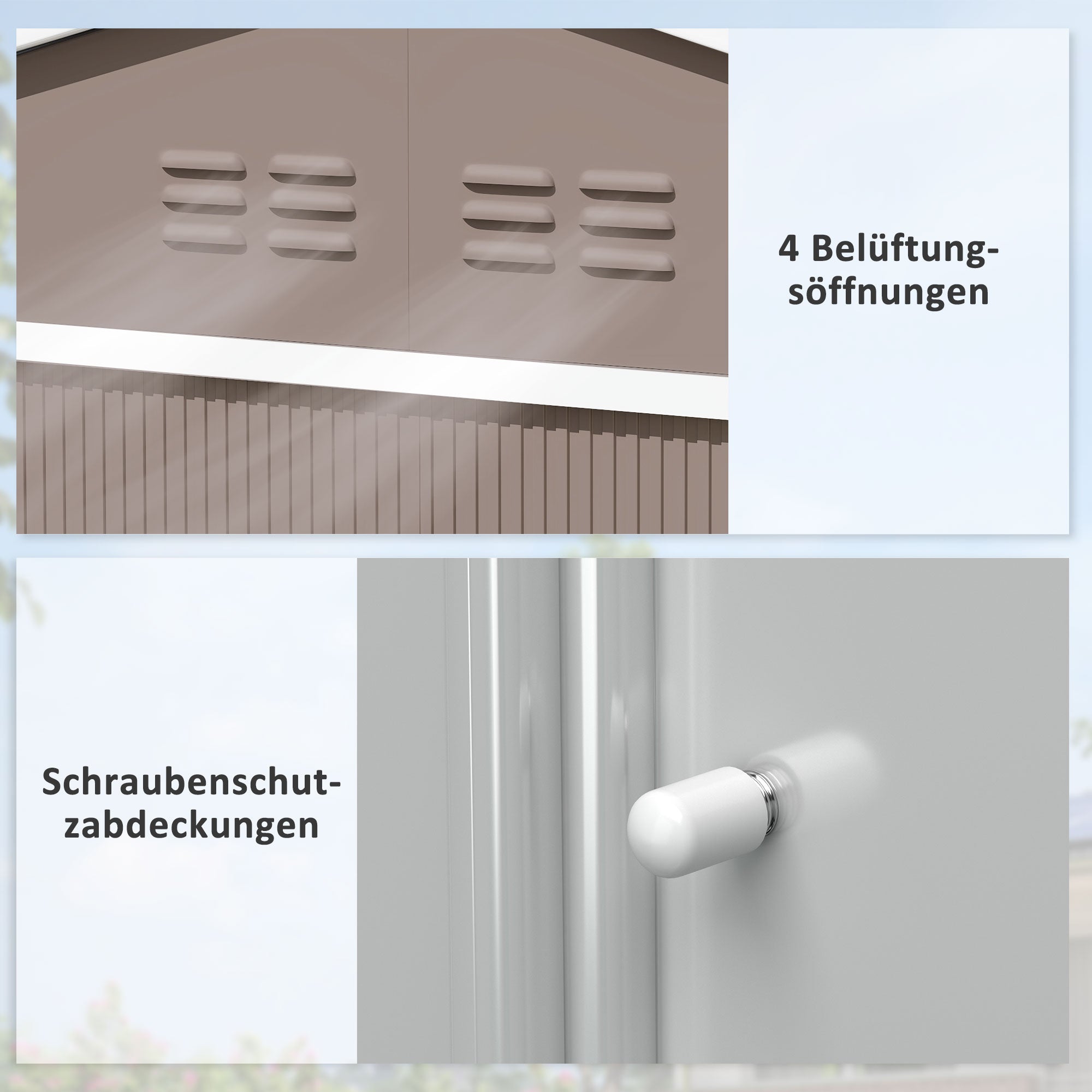 Tool Shed 4.9 m², Garden Shed with Pent Roof, Sliding Door, Foundation, 277 x 195 x 192 cm, Tool Shed made of Galvanized Steel, Weatherproof, for Garden, Light Gray