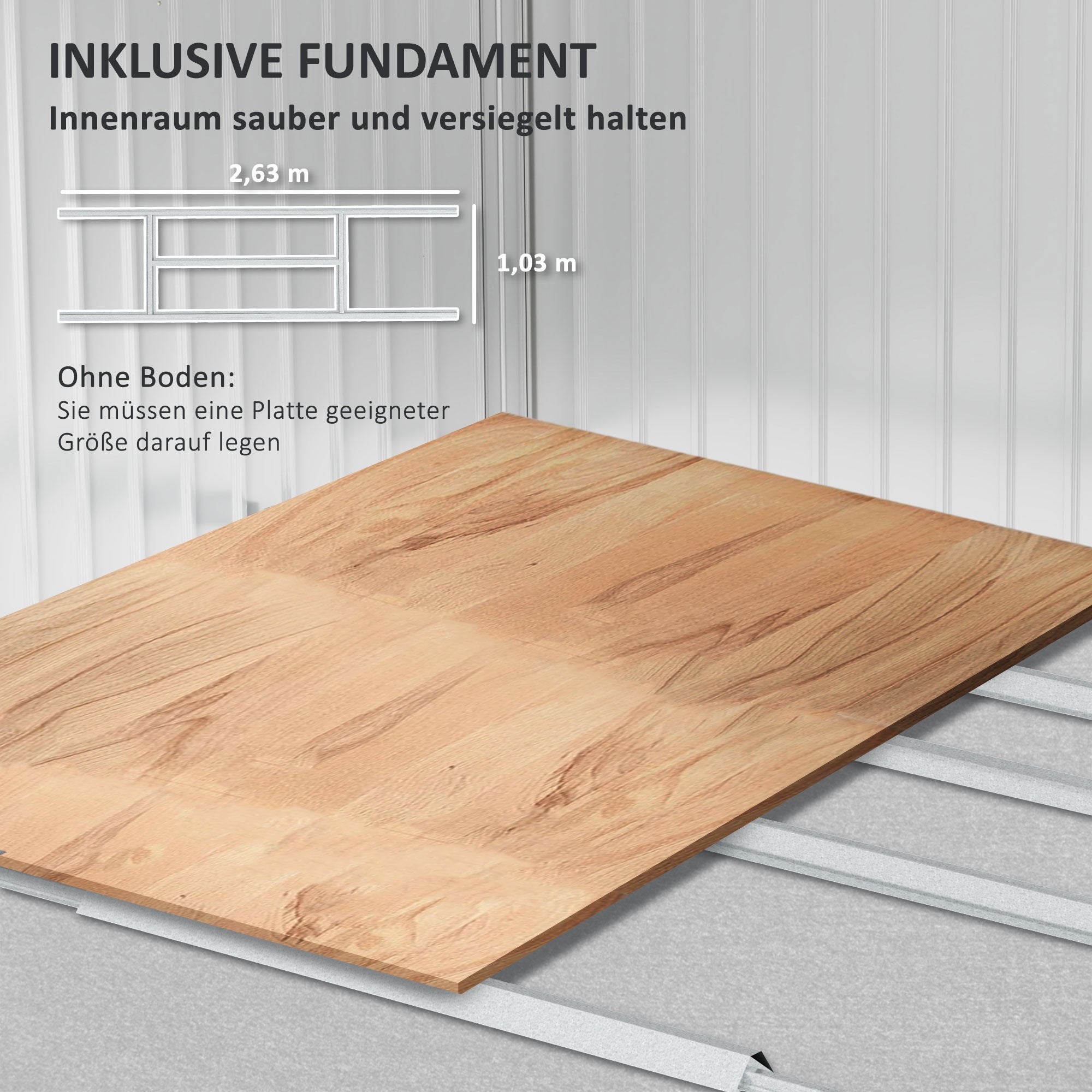 Tool Shed 4.9 m², Garden Shed with Pent Roof, Sliding Door, Foundation, 277 x 195 x 192 cm, Tool Shed made of Galvanized Steel, Weatherproof, for Garden, Light Gray