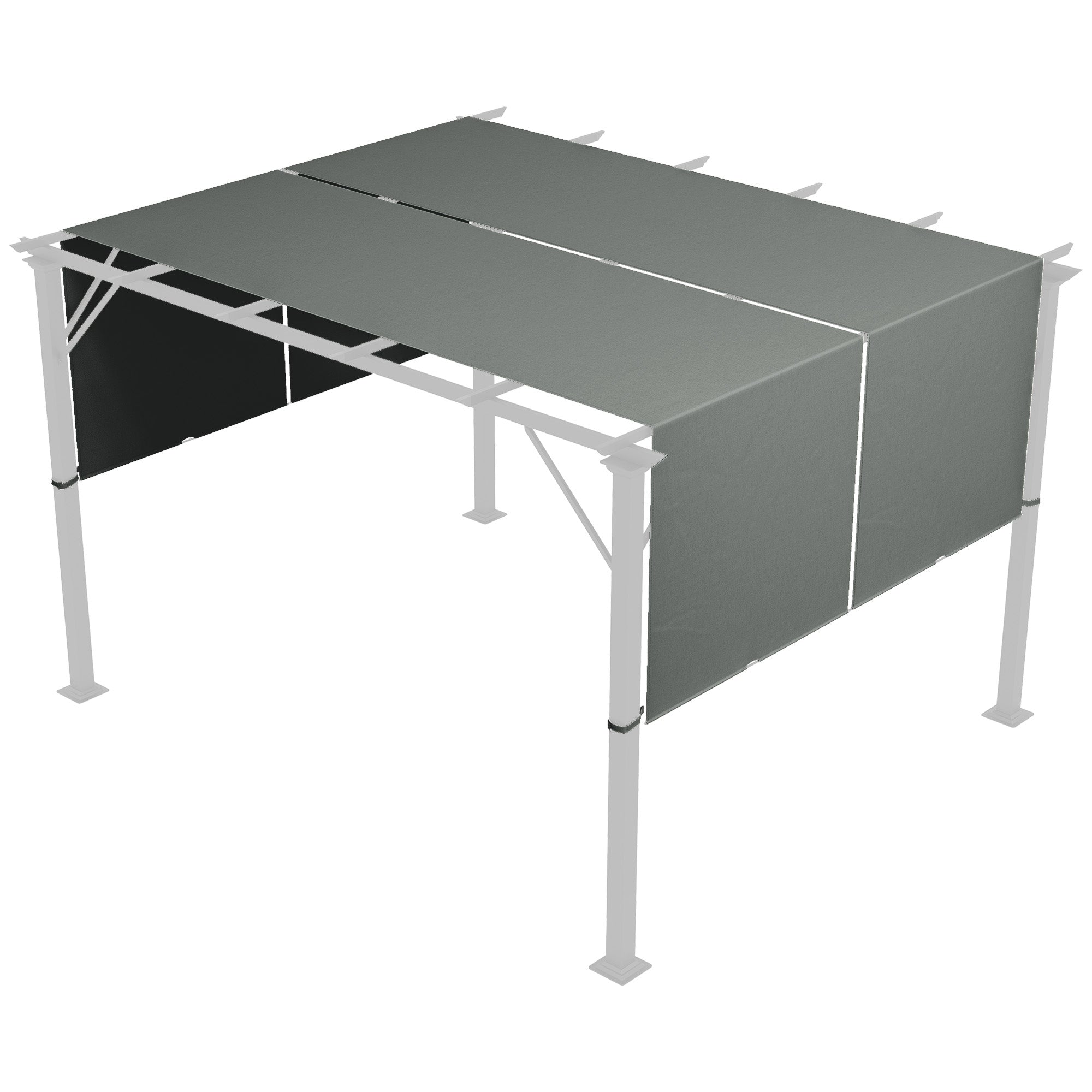 Set of 2 retractable pergola replacement canopies 4.9 x 1.2 m for 3 x 3 m pergola polyester fabric dark gray UV protection