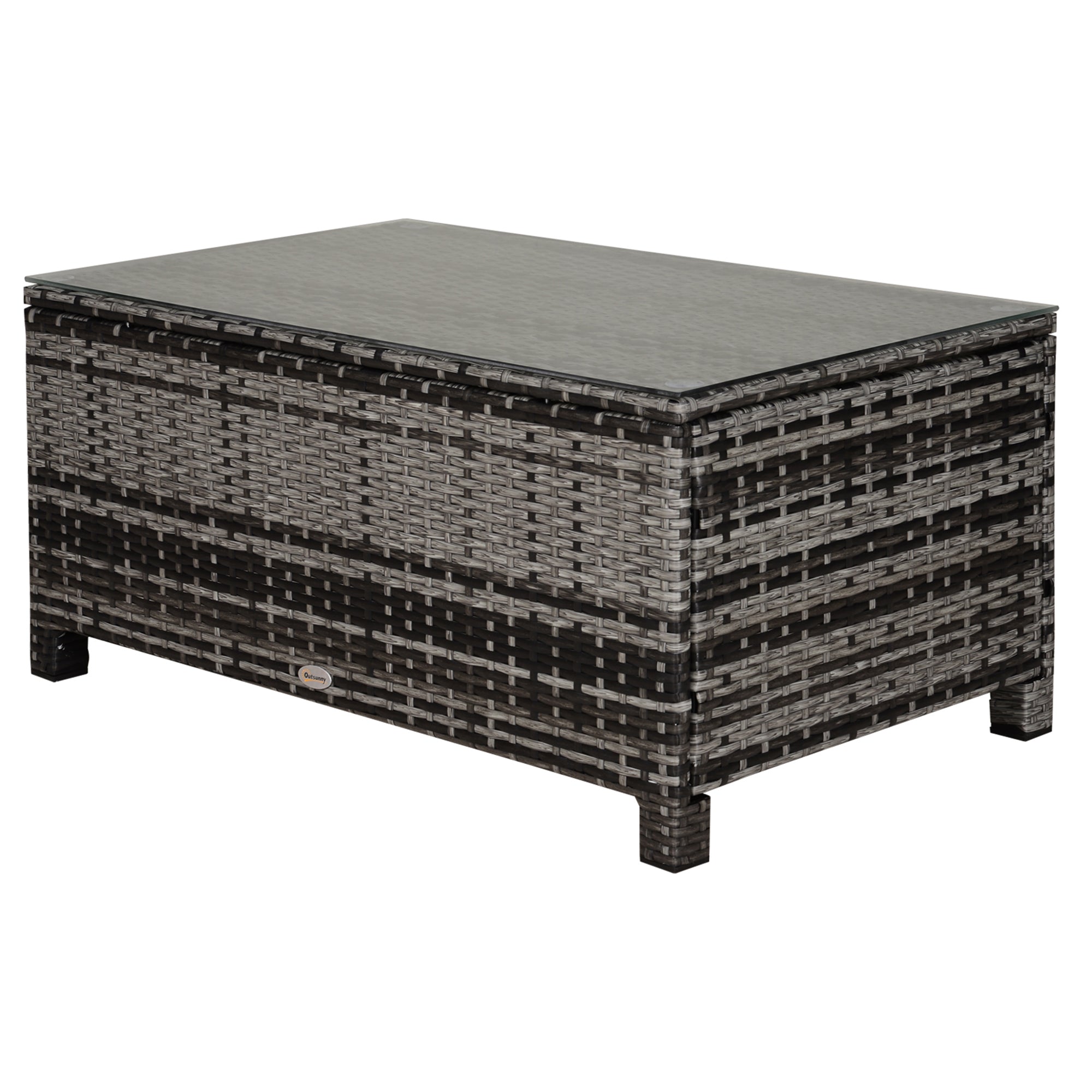 Garden Side Table Coffee Table Patio Table Poly Rattan Gray 85 x 50 x 39 cm