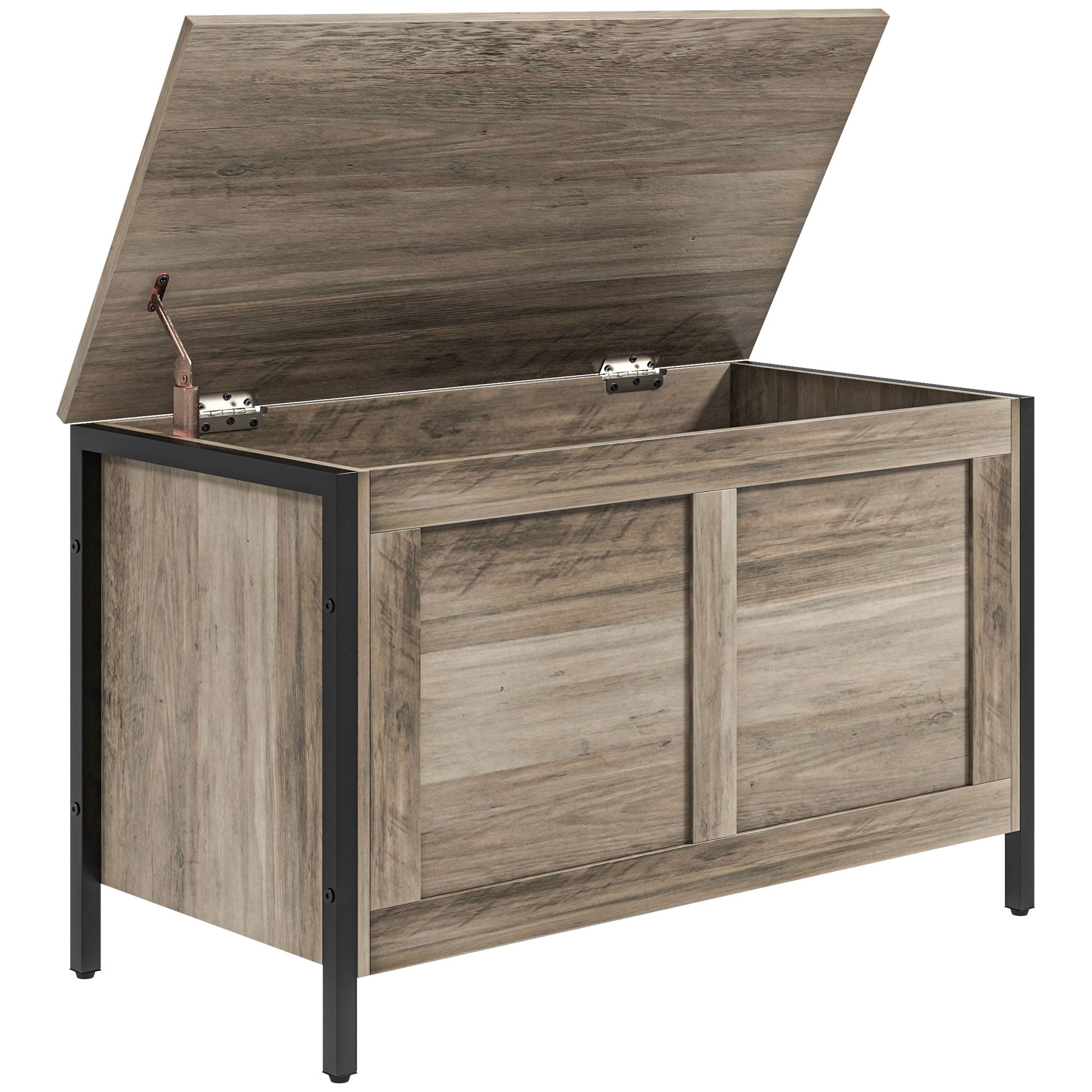 Bedroom Storage Chest 95 L Storage Ottoman with Lid Storage Bench Versatile with Safety Hinge for Hallway Living Room 80x40x50 cm Grayish Brown