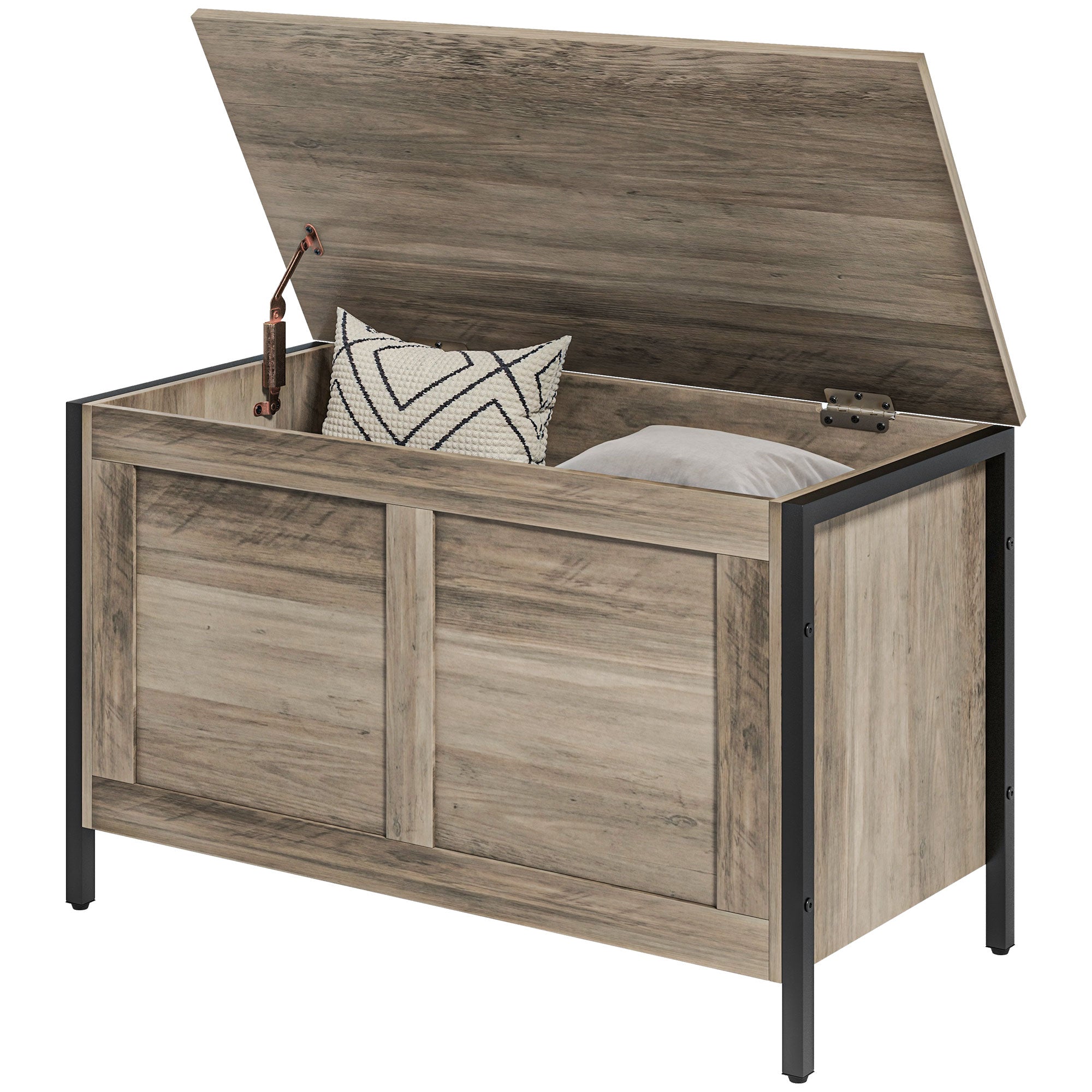 Bedroom Storage Chest 95 L Storage Ottoman with Lid Storage Bench Versatile with Safety Hinge for Hallway Living Room 80x40x50 cm Grayish Brown