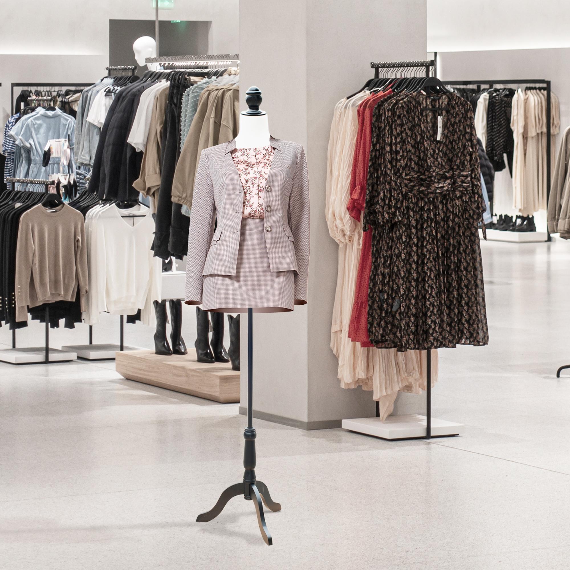 Sewing Mannequin Female Mannequin Adjustable to 130-168 cm with Wooden Tripod 50 Colored Pins for Fashion Photography Exhibition White