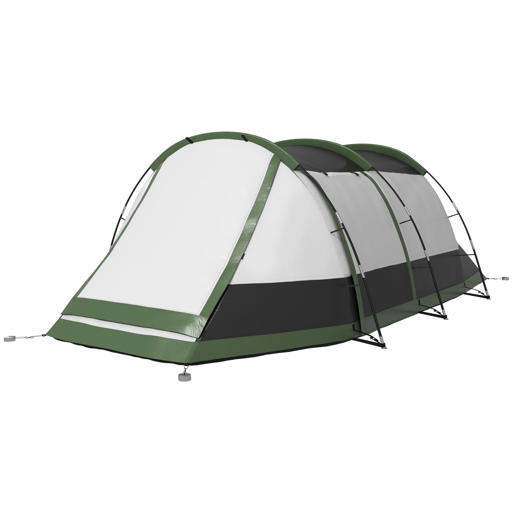 Family Camping Tent 3-4 Person - Tunnel Tent with Waterproof Porch 3000mm Lightweight Ventilated Easy to Set Up - Includes Transport Bag - Grey