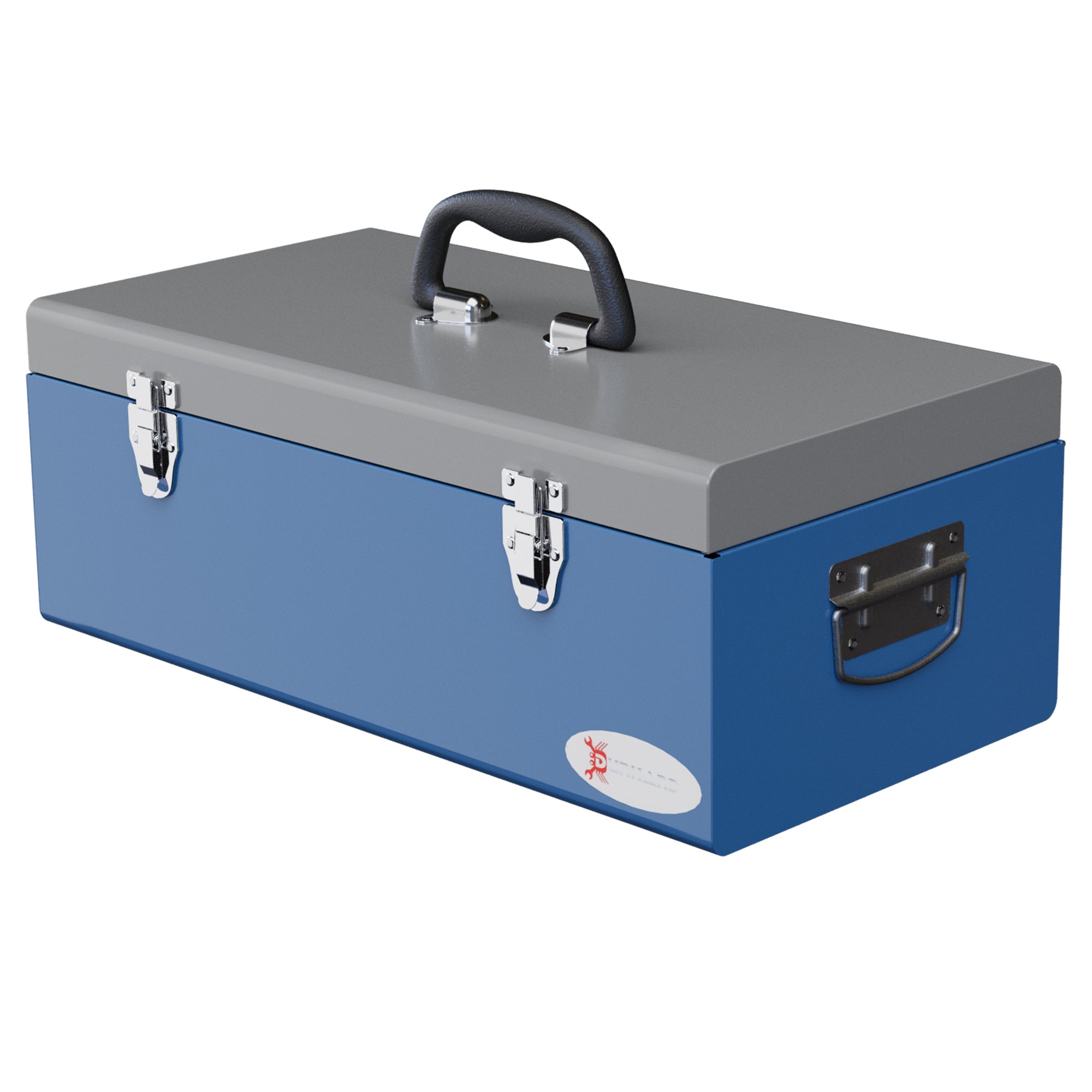 Metal Tool Box Toolbox 50x26x18.5 cm with Transport Handles Load 20 kg Gray and Blue