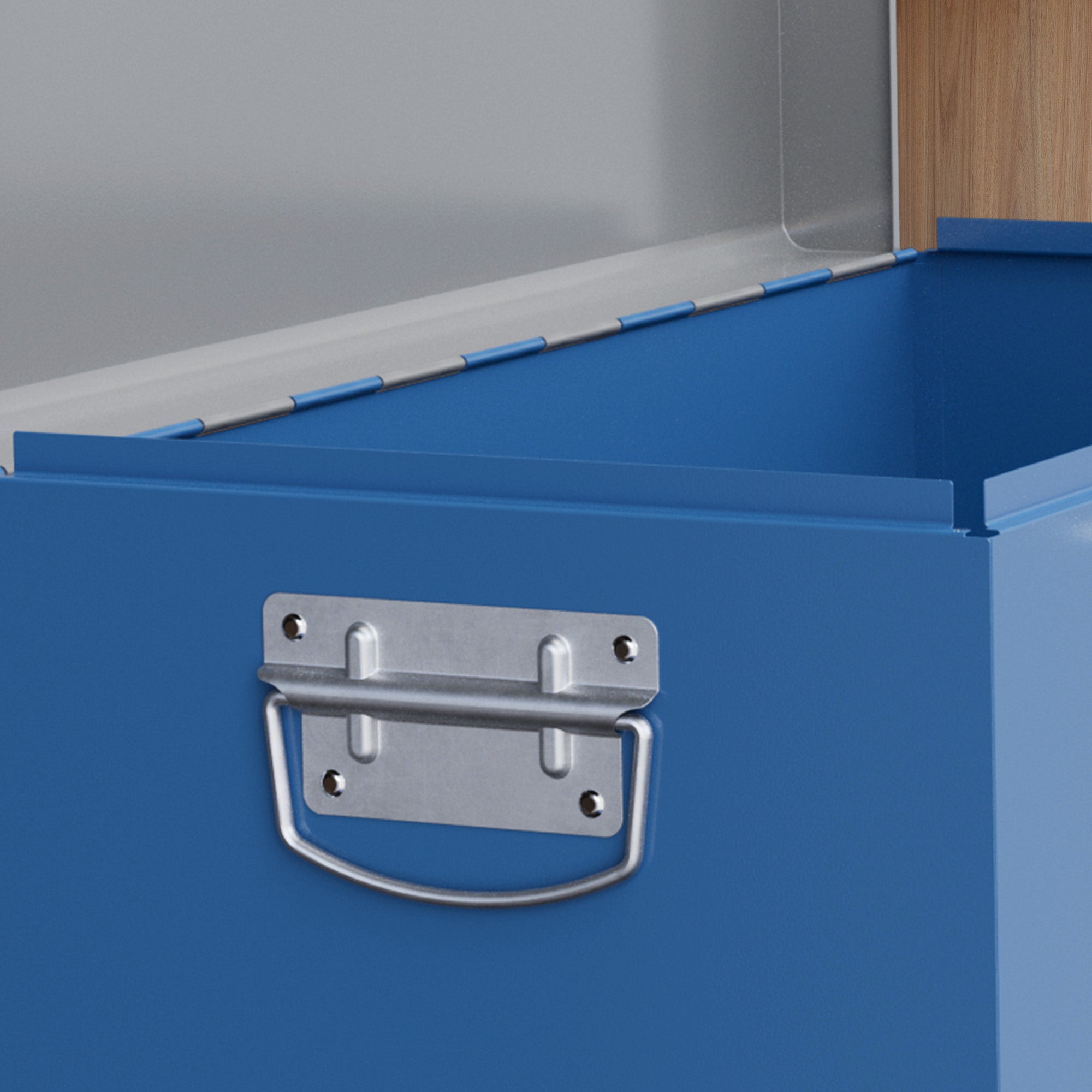 Metal Tool Box Toolbox 50x26x18.5 cm with Transport Handles Load 20 kg Gray and Blue