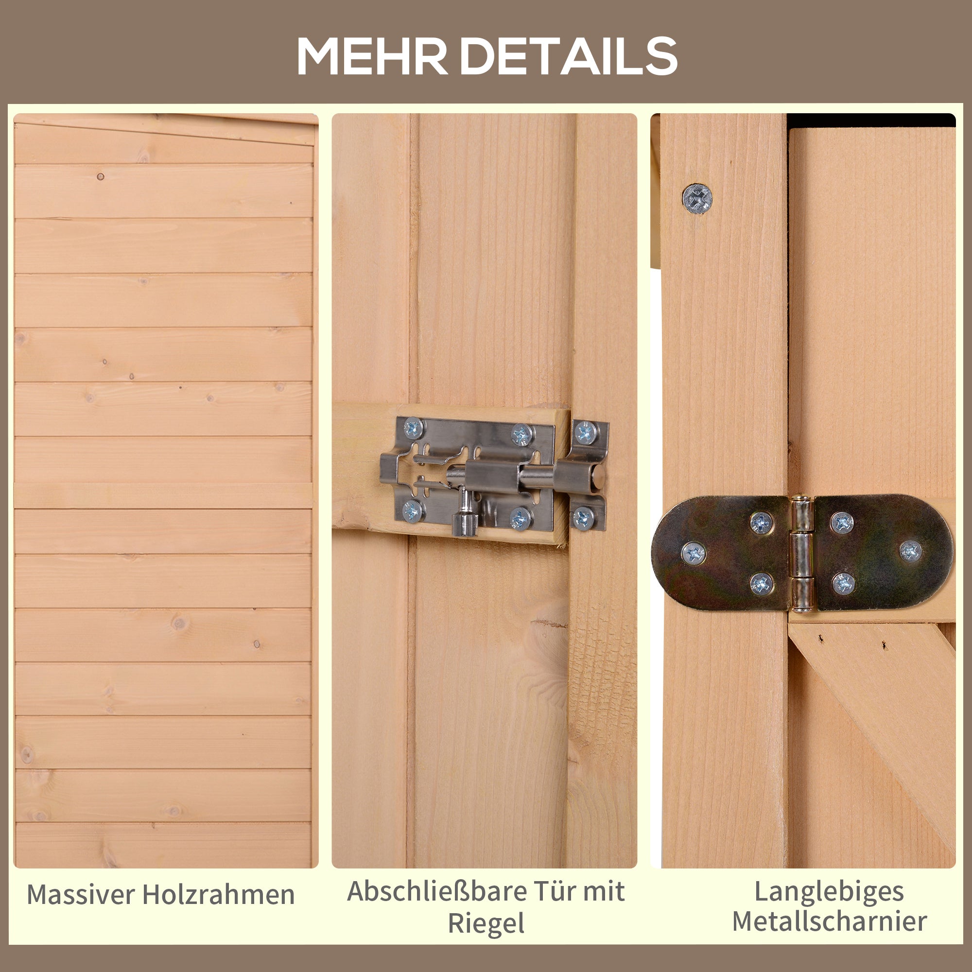 Wooden Garden Cabinet, Weatherproof Tool Shed 75x56x115cm, Equipment House with Door, Shelves, Tool Cabinet, Garden Tool Shed for Garden, Patio, Backyard, Lawn, Natural