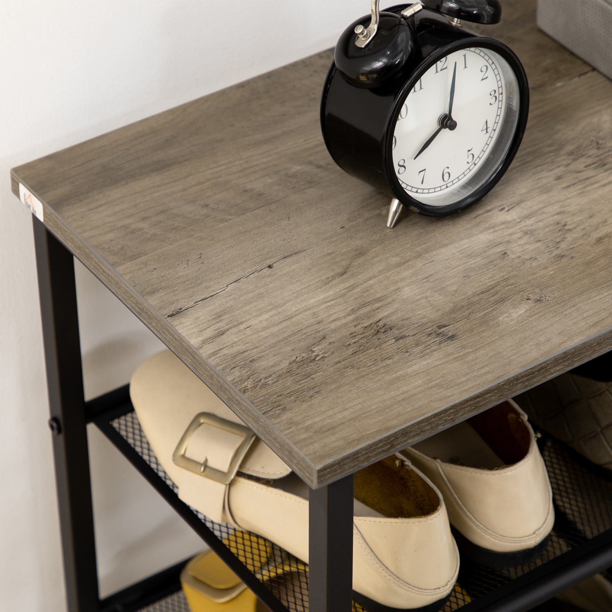 8-Level Shoe Rack Storage Cabinet Shoe Organizer for 21 Pairs Steel Frame Wood-Look Top Shelf - 60 x 28.5 x 126 cm Black