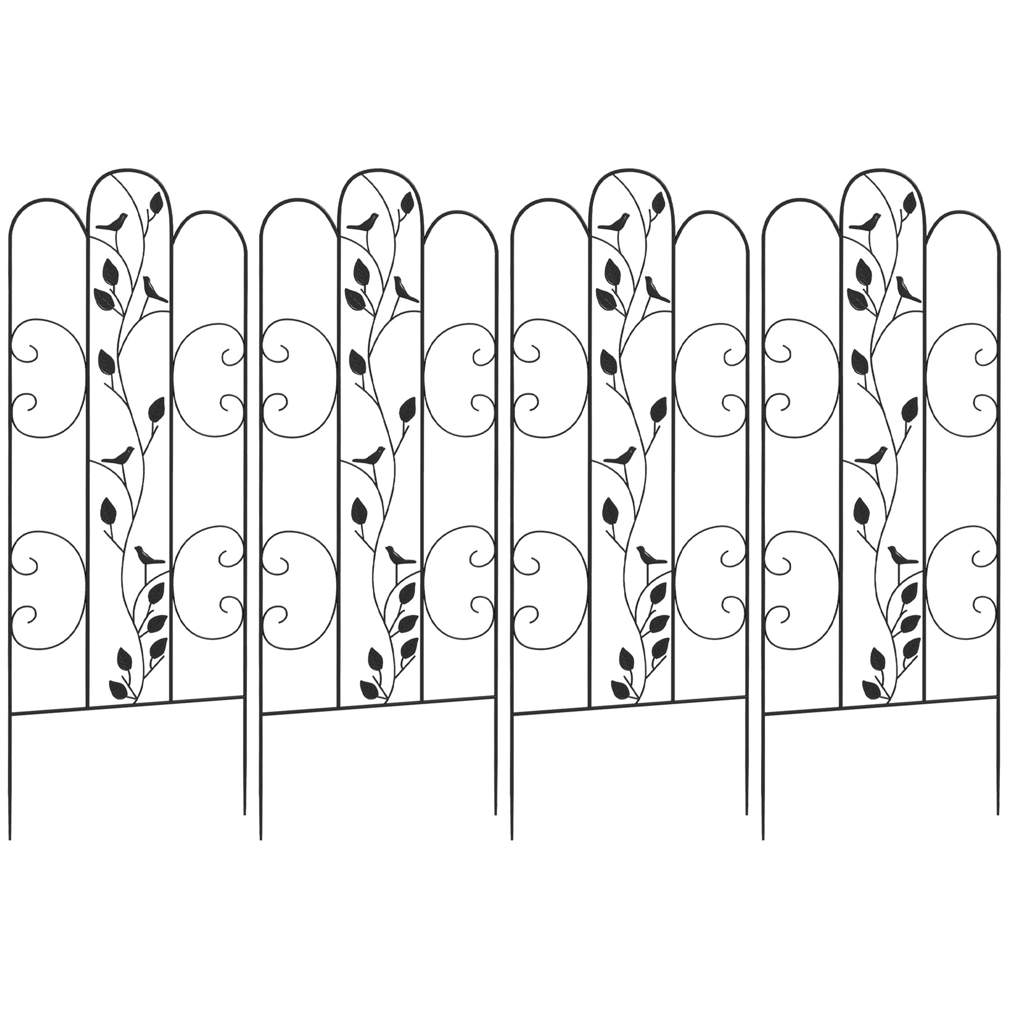 Set of 4 Garden Trellises Supports for Climbing Plants and Outdoor Decoration Patio Terrace 40x106 cm Black