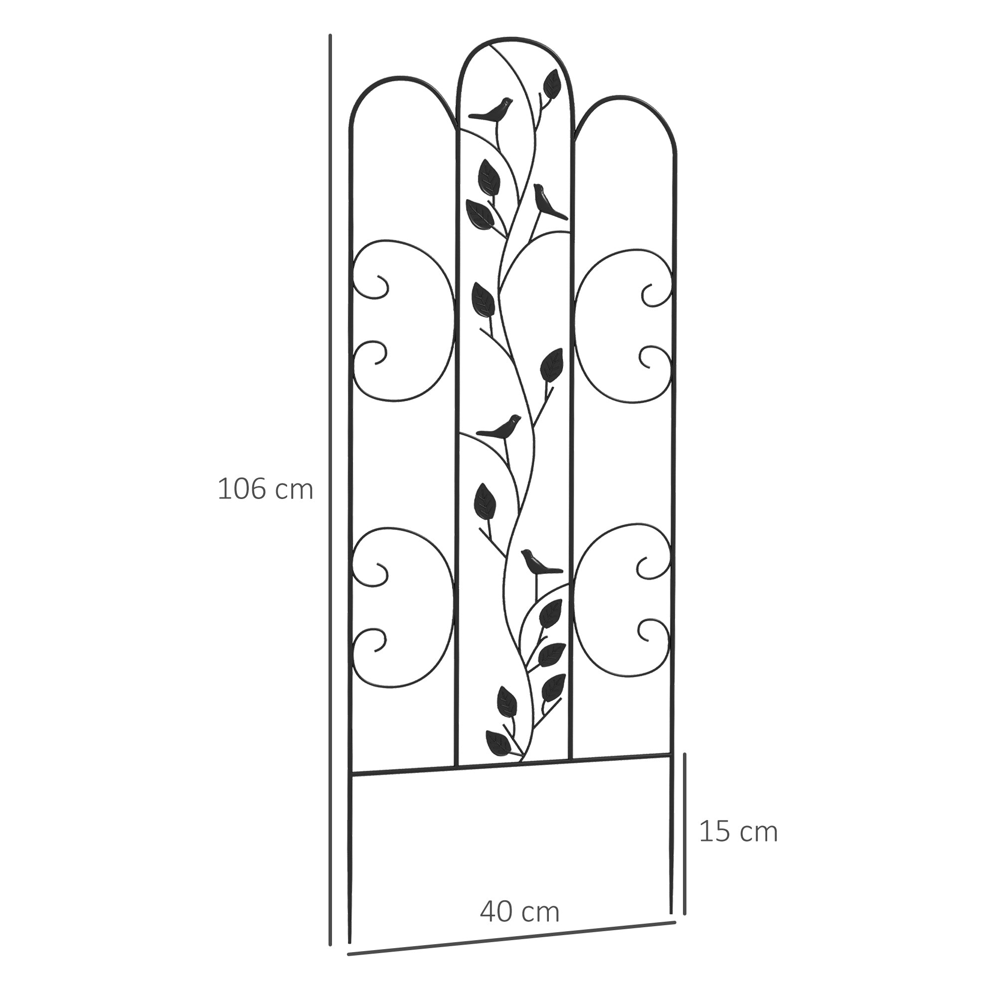 Set of 4 Garden Trellises Supports for Climbing Plants and Outdoor Decoration Patio Terrace 40x106 cm Black