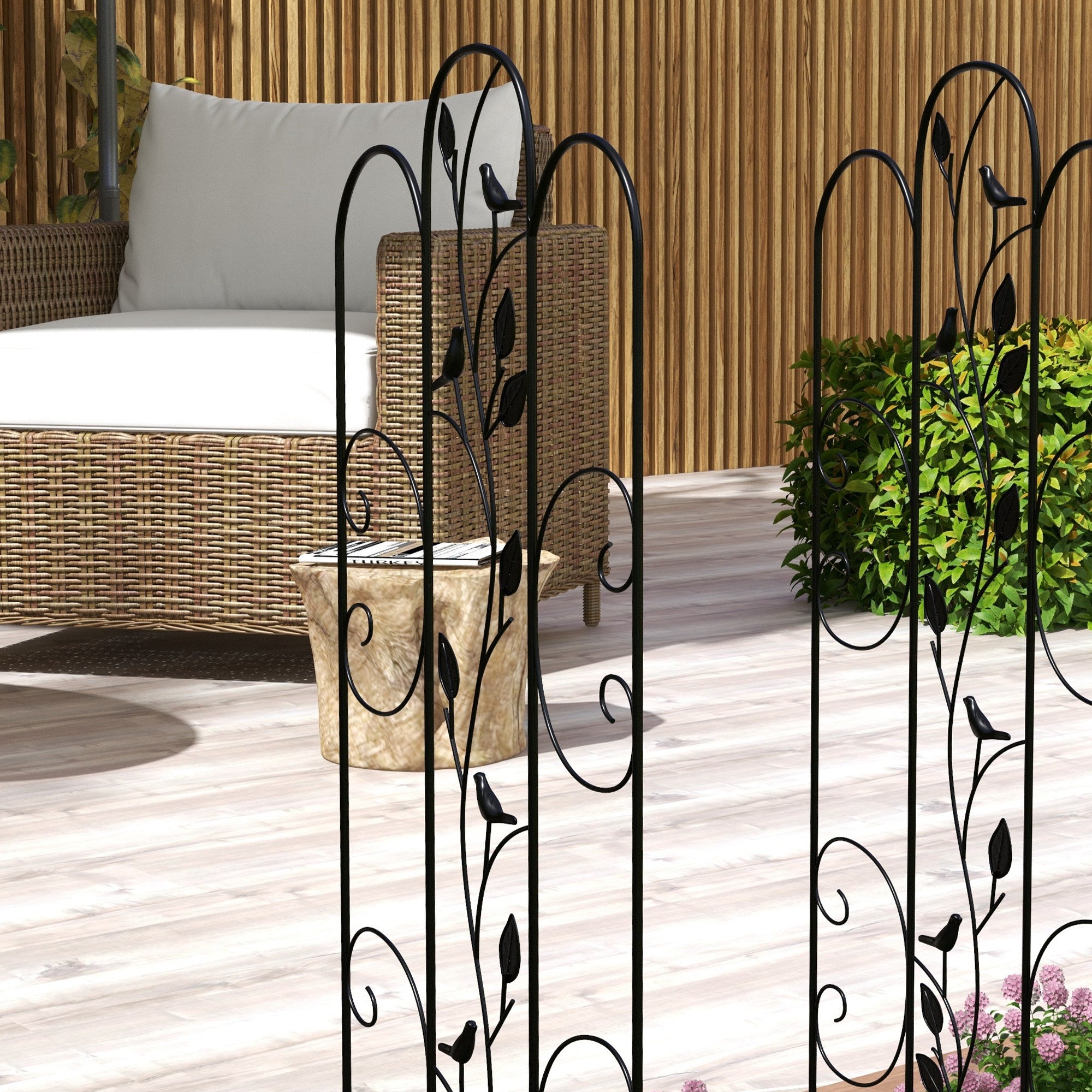 Set of 4 Garden Trellises Supports for Climbing Plants and Outdoor Decoration Patio Terrace 40x106 cm Black