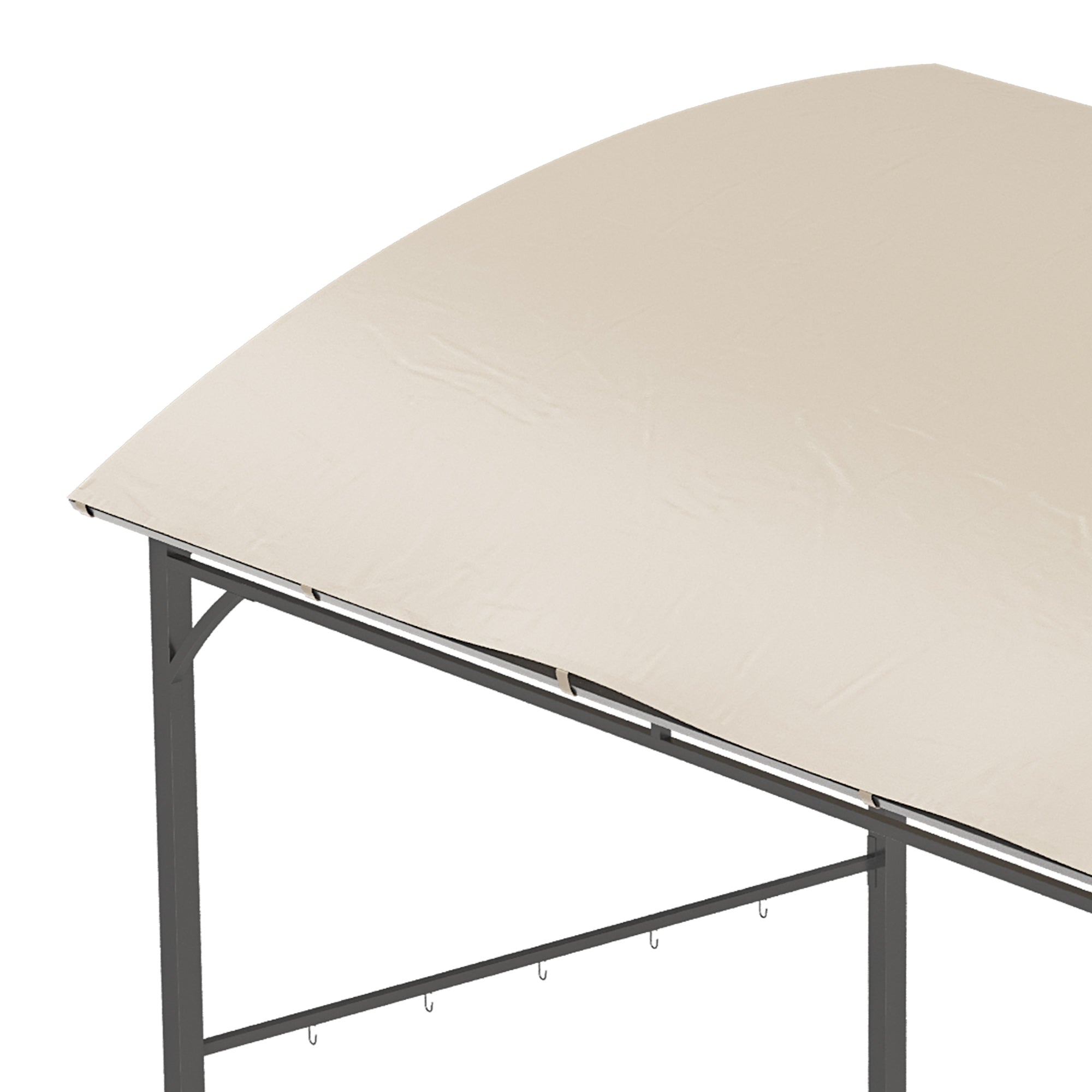 Grill Pavilion 215 x 150 x 220 cm Water-Repellent Garden Pavilion with Curved Roof, Garden Arbor with Hooks, BBQ Pavilion, Garden Tent Grill Tent Party Tent for Garden Party Picnic BBQ, Beige