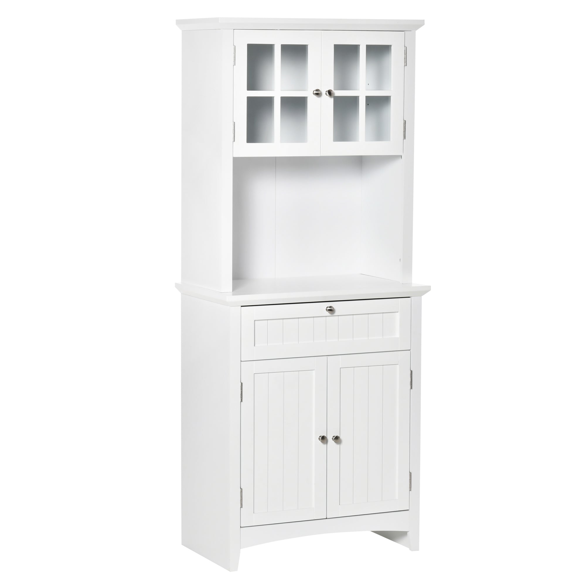 Tall Kitchen Pantry Cabinet for Kitchen and Dining Room with 2 Cabinets, Adjustable Shelves, and Worktop, in MDF, 68.6x40x164 cm, White
