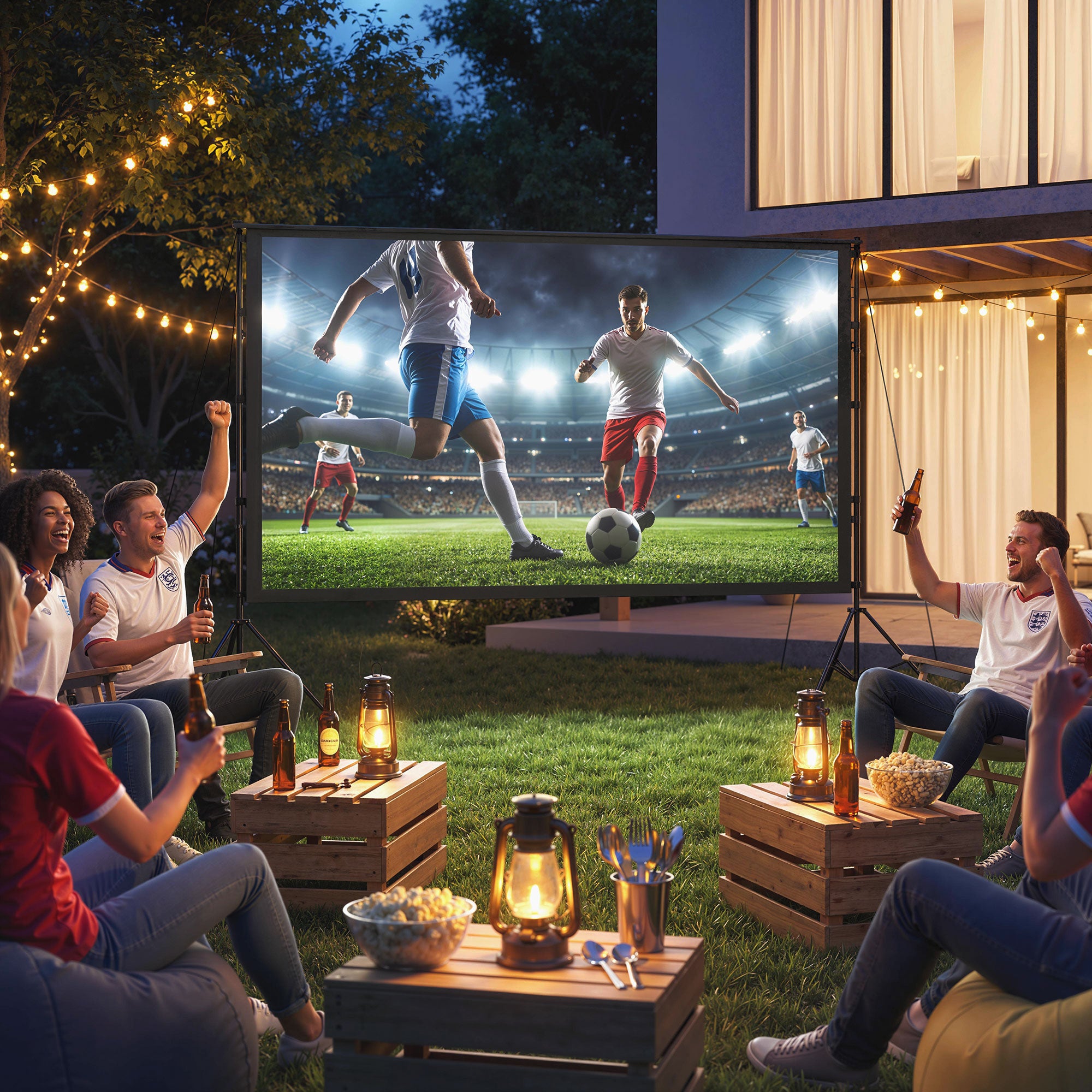 120-inch 16:9 Portable Projection Screen with Dual Tripods, 4K/8K Compatible — 309 x 62 x 217 cm (121.7 x 24.4 x 85.4 in), Double-sided Fabric, 160° Viewing Angle — Home Theater, Office, Travel