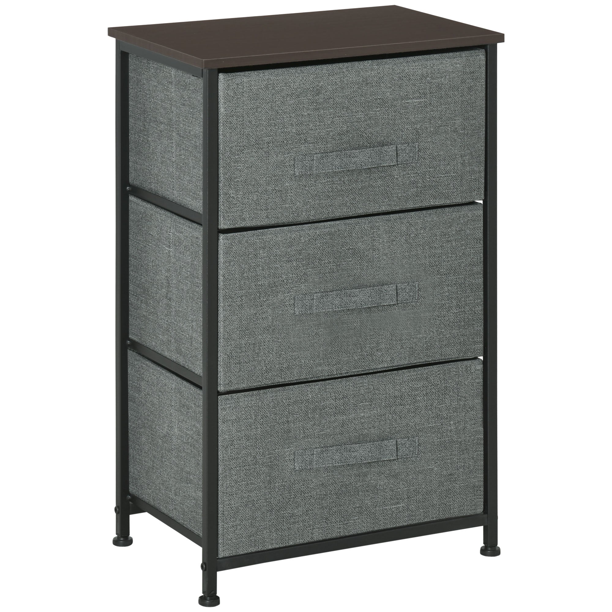 3-Drawer Storage Cabinet Dresser 45L x 30W x 71H cm Metal MDF Non-Woven Fabric Gray