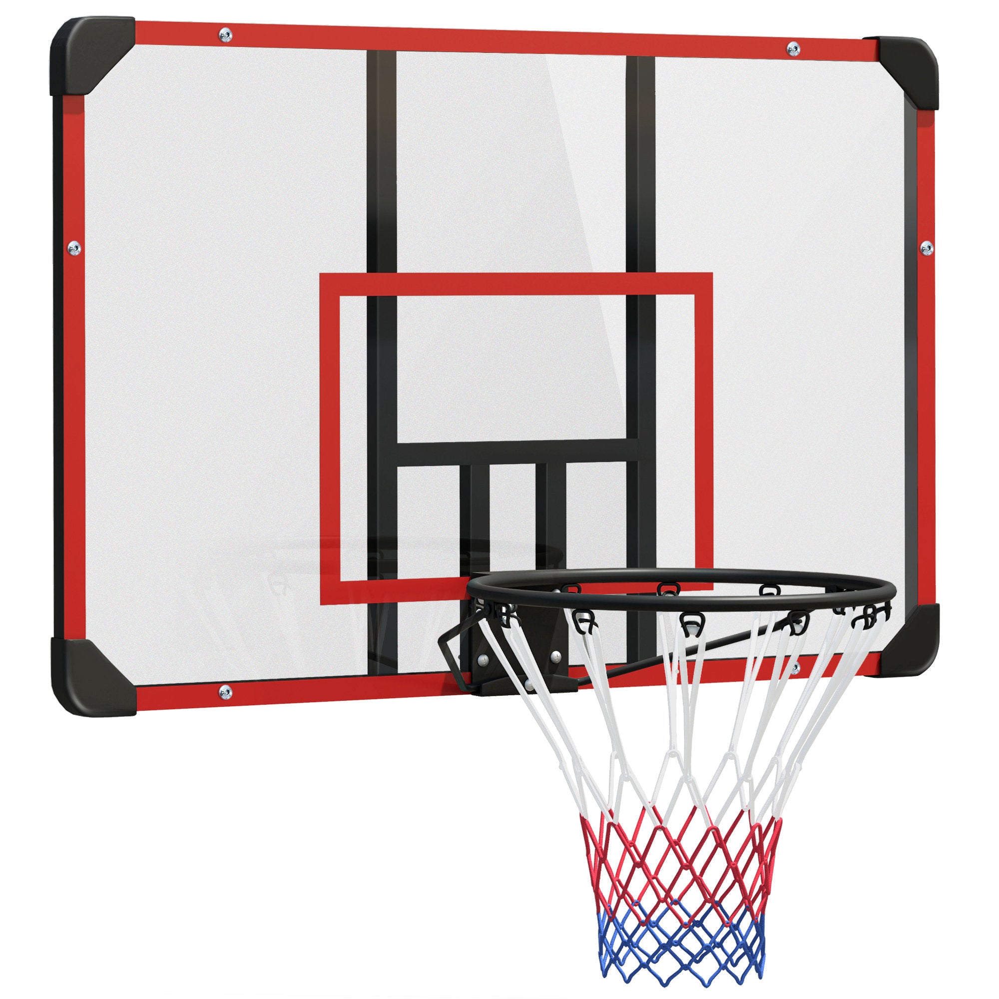 SPORTNOW Basketball Hoop with Backboard, Outdoor Basketball Board with Ø45 cm Steel Rim and Net, Wall Mount, Basketball Board for Kids Teenagers Adults, Red