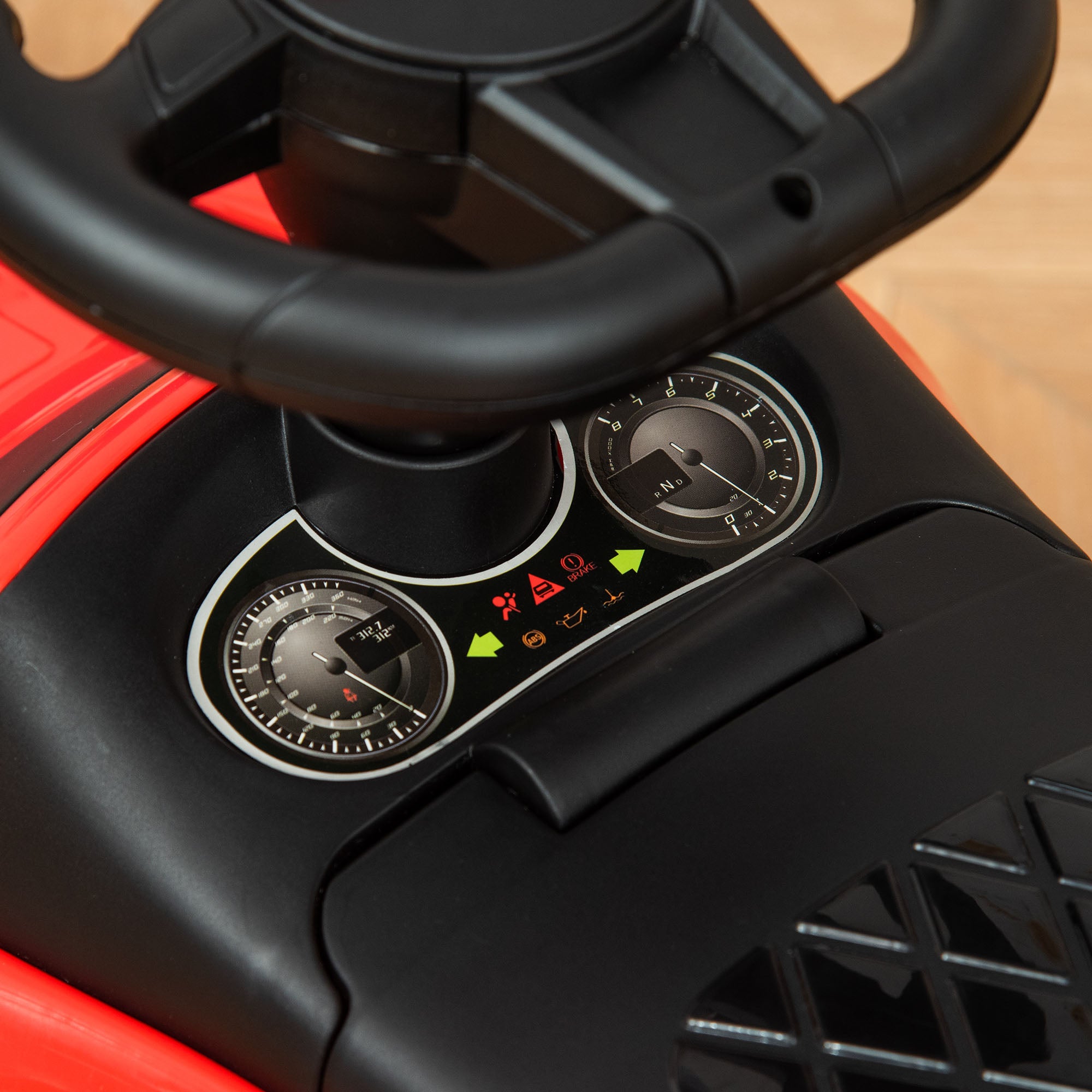 Ride-On Car for 18-36 Months Kids Ride-On Toy with Headlights, Music, Horn, Steering Wheel, Storage Space, and Push Handle 63.5x28x36 cm Red