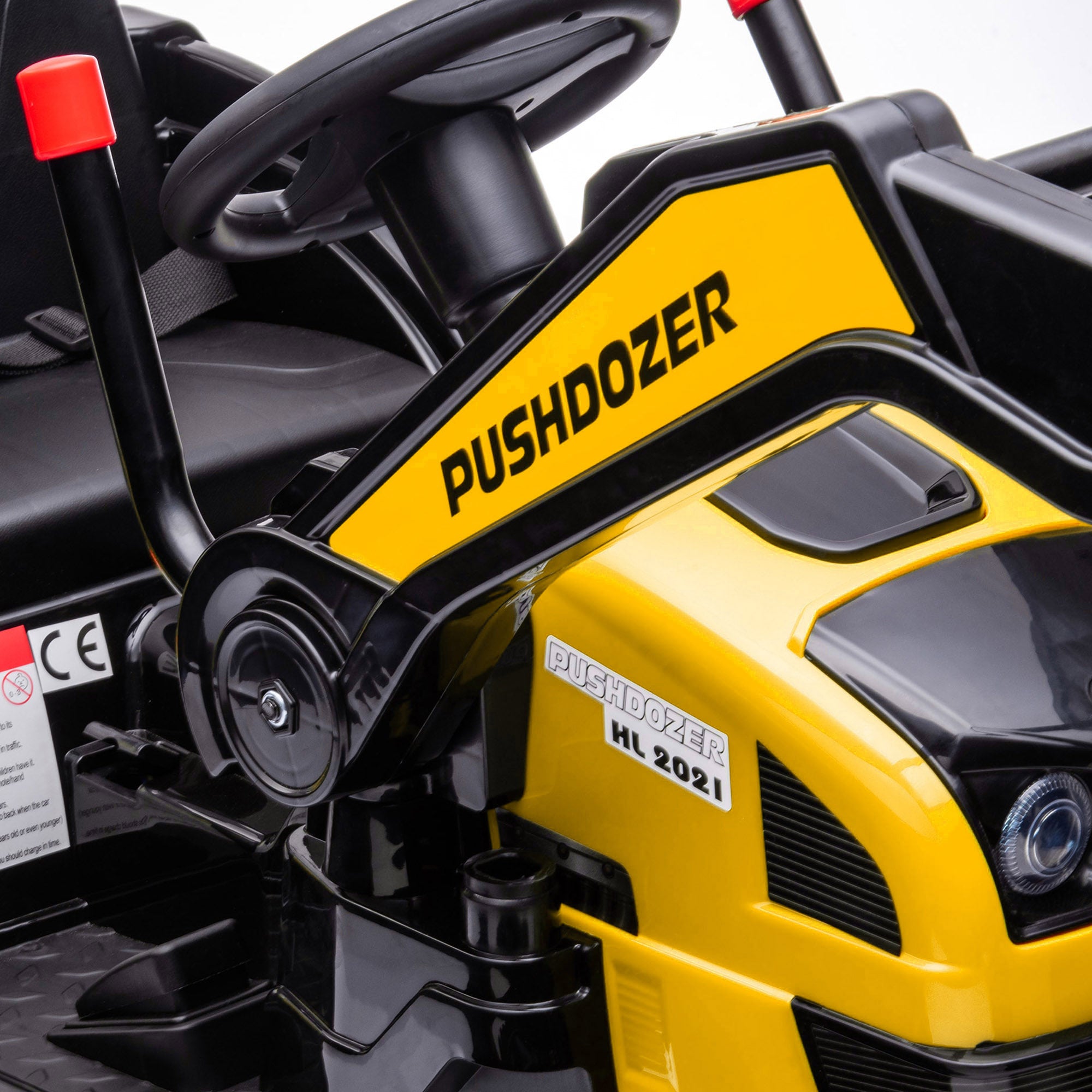 Ride-On Battery Powered Excavator for Kids 6V with Dual Motor, Speed 1.5-2.5 km/h, Toy Bulldozer for 3-5-Year-Olds with Sounds and Lights, 132x62x65 cm, Yellow