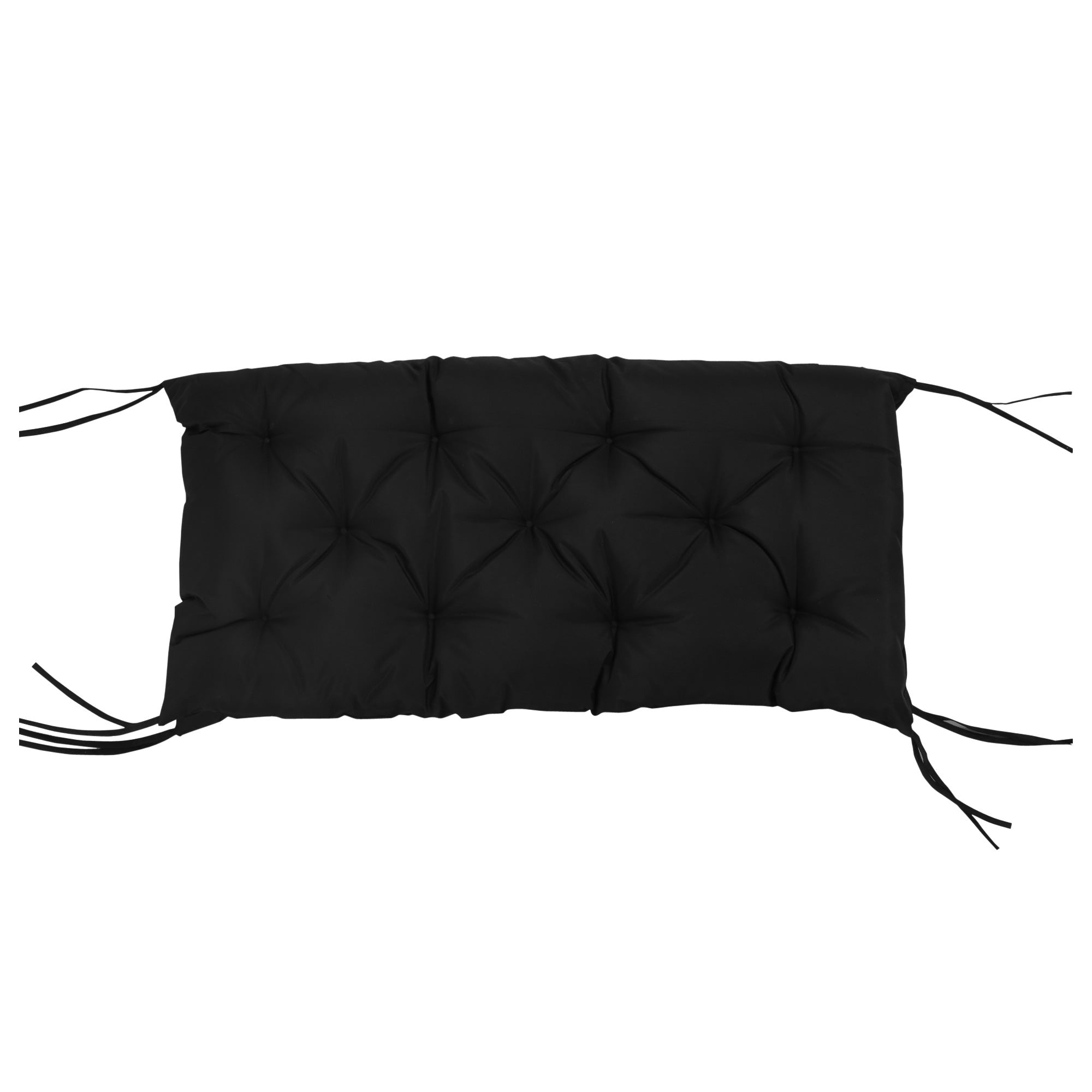 2 Seater Bench Cushion 100 x 98 x 8 cm Seat Cushion with Straps Back Cushion for Indoor/Outdoor Padding Cushion for Bench Garden Bench Garden Furniture Swing Seats Black