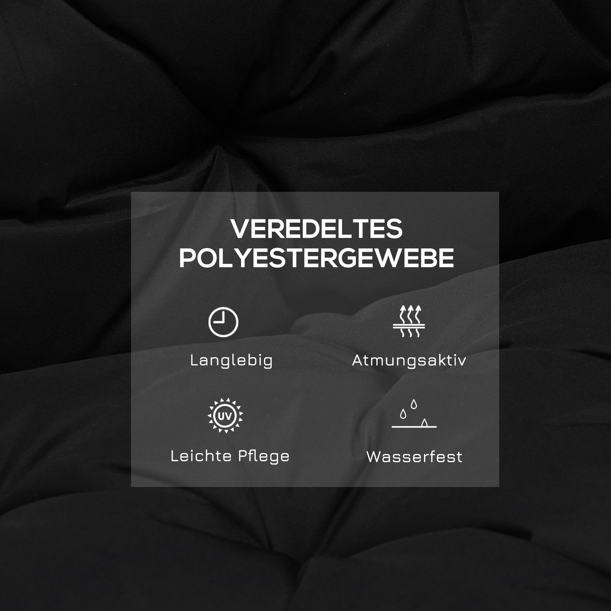 2 Seater Bench Cushion 100 x 98 x 8 cm Seat Cushion with Straps Back Cushion for Indoor/Outdoor Padding Cushion for Bench Garden Bench Garden Furniture Swing Seats Black