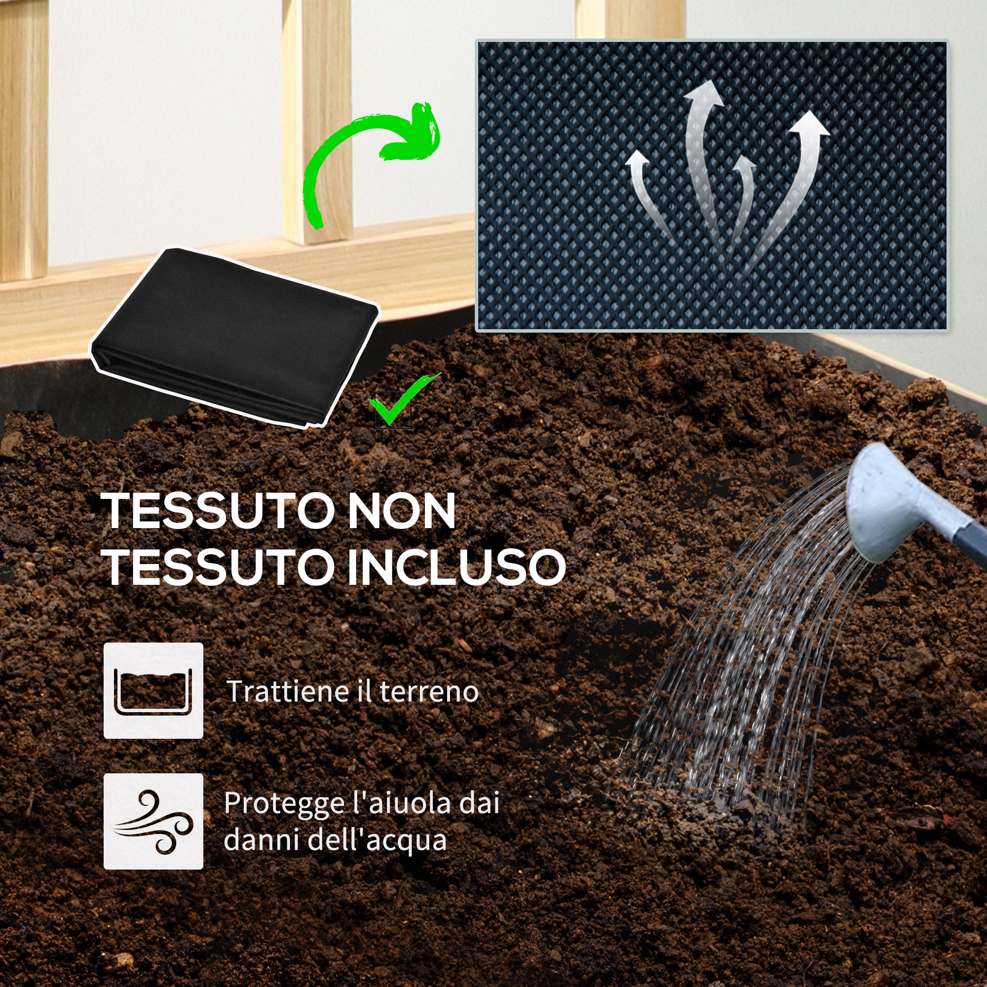 Outdoor Planter in Fir Wood with Trellis, Drainage Holes, and Non-Woven Fabric at the Bottom, 90x43x150 cm