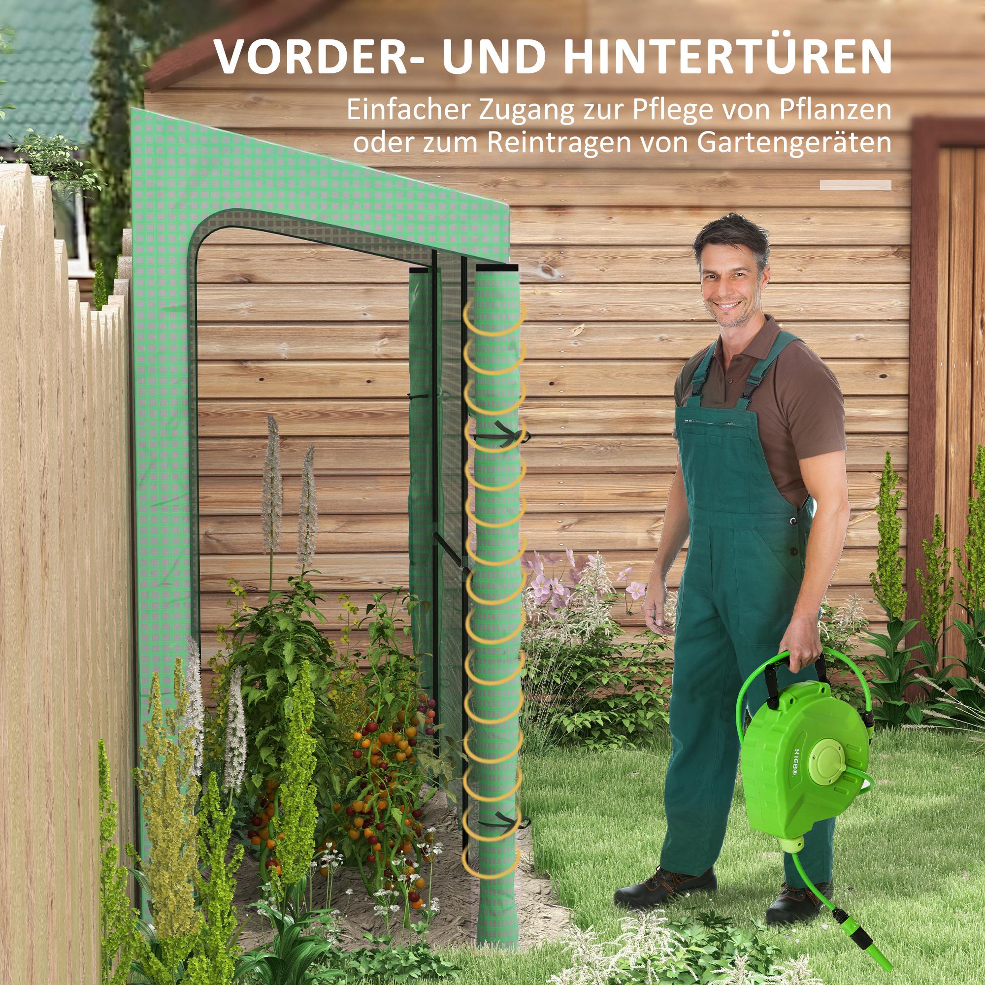 Film Greenhouse, Greenhouse, Greenhouse with Two Doors, Windproof Tomato House with Side Window, UV Protection for Garden, PE, Green, 200 x 80 x 200 cm