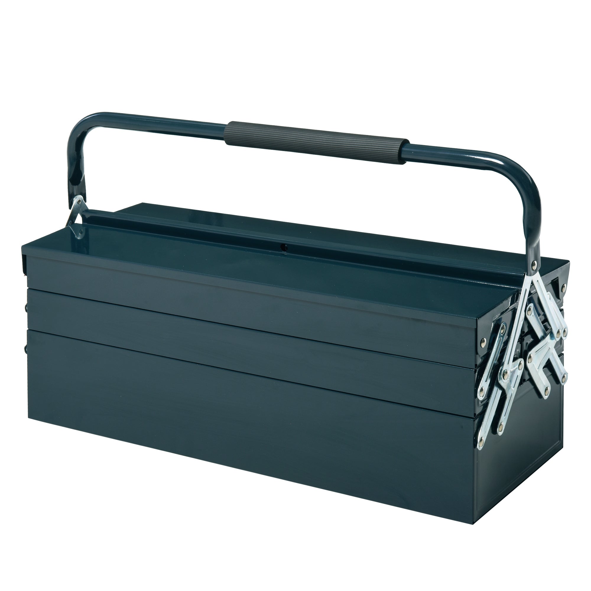Toolbox Tool Chest 5 Compartments Foldable Steel (SPCC) Dark Green 56 x 20 x 41 cm