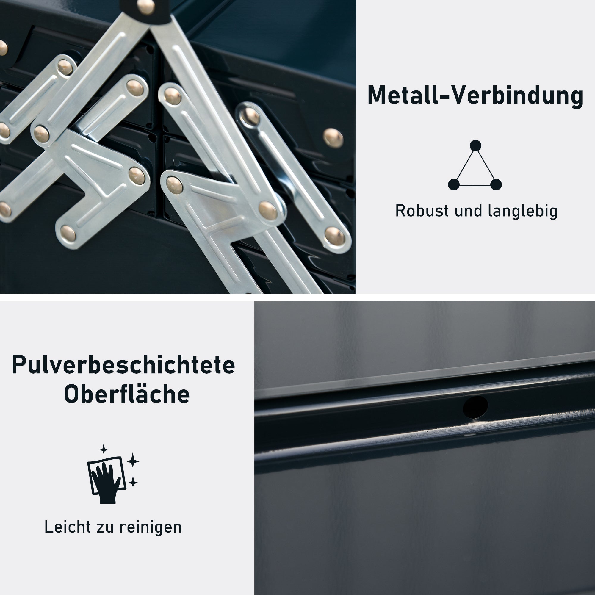 Toolbox Tool Chest 5 Compartments Foldable Steel (SPCC) Dark Green 56 x 20 x 41 cm