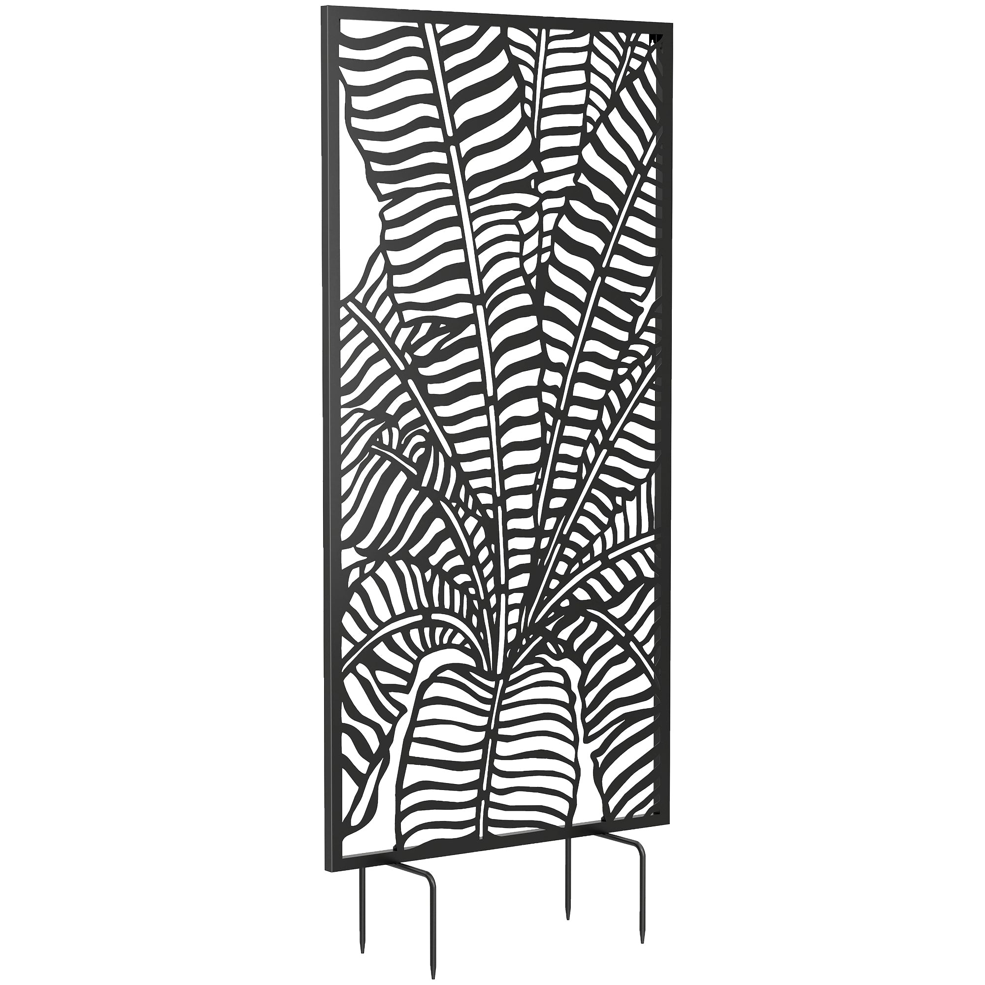 Freestanding/Suspendable Privacy Screen 25.6 x 51.2 in – Metal Panel Divider for Balcony & Terrace, Black