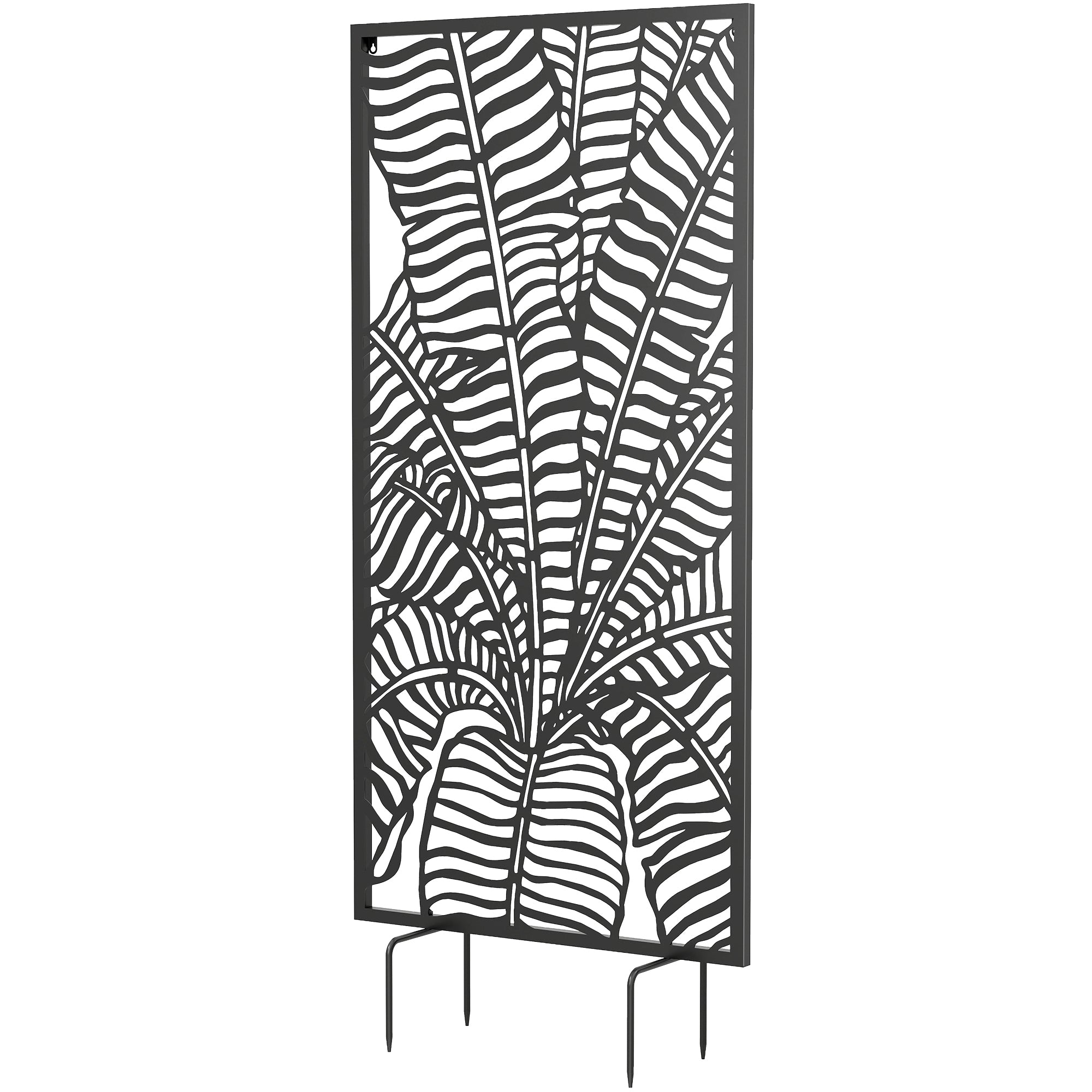 Freestanding/Suspendable Privacy Screen 25.6 x 51.2 in – Metal Panel Divider for Balcony & Terrace, Black