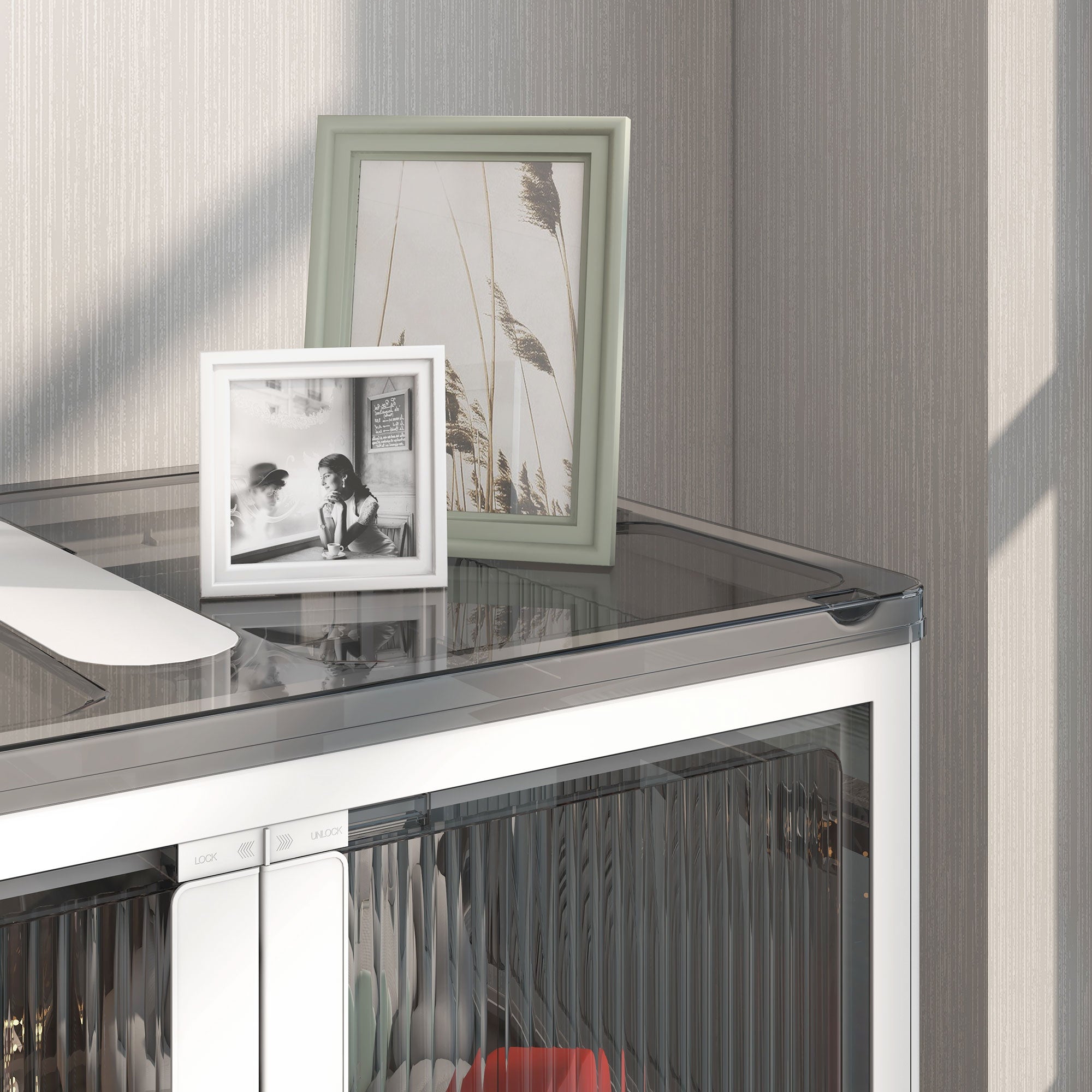 Plastic Storage Box 3-Piece Set with Wheels Foldable Bins Storage Stackable Wardrobe Organizer for Toys, Clothes, Books White, 60cm x 42cm x 34cm