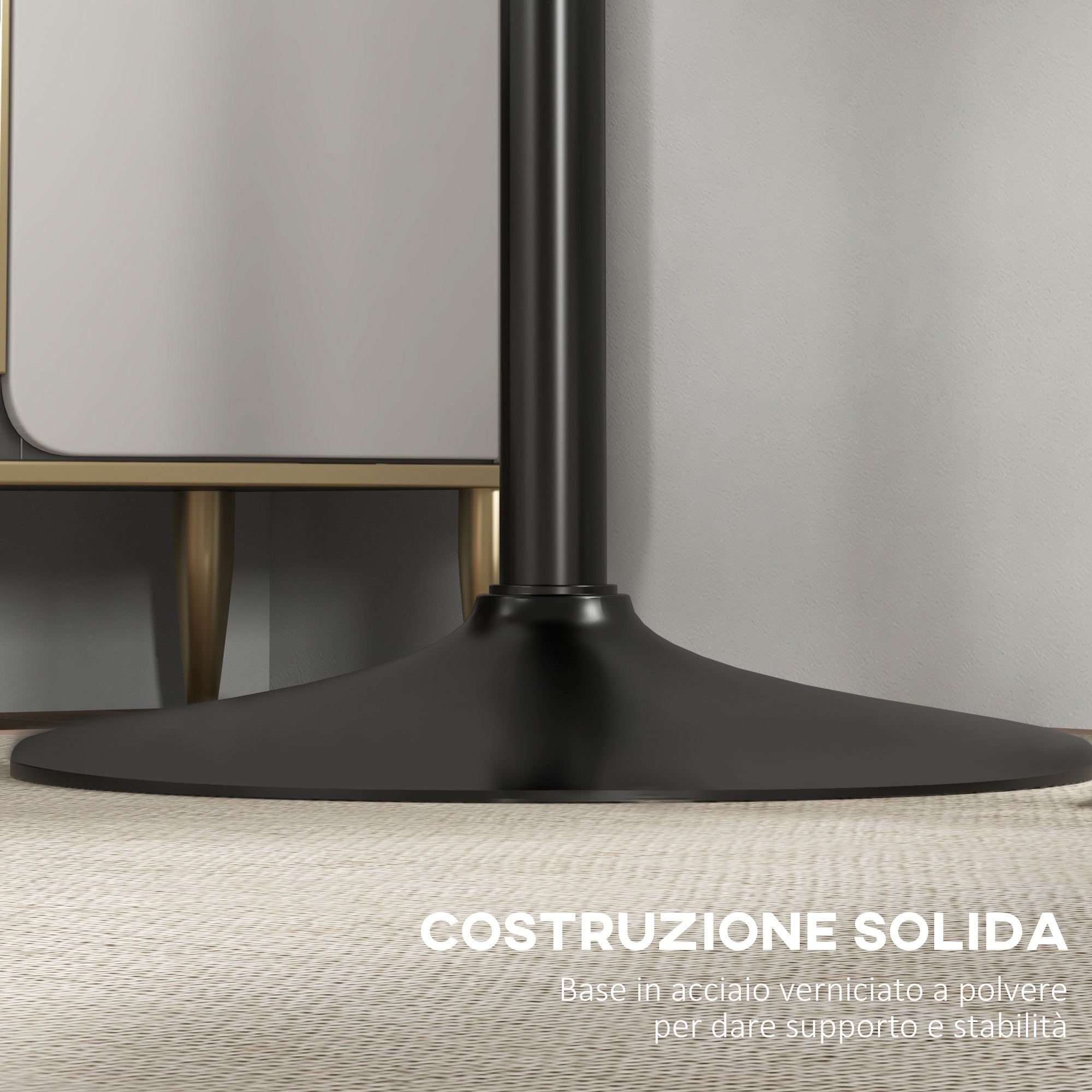 Modern High Bar Table, Round Kitchen Table for 2 People with Steel Base and MDF Top, Ø70x102cm, Black