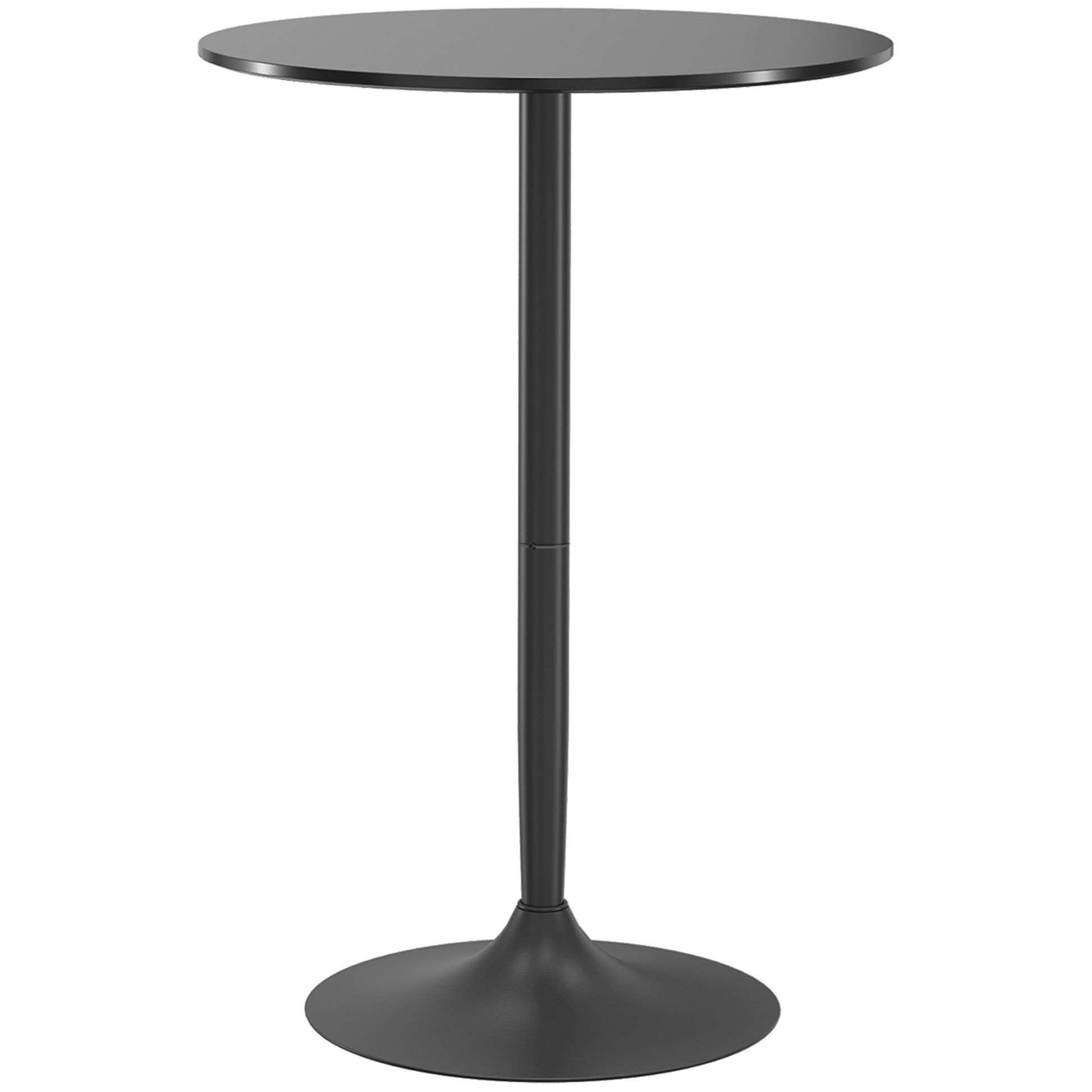 Modern High Bar Table, Round Kitchen Table for 2 People with Steel Base and MDF Top, Ø70x102cm, Black