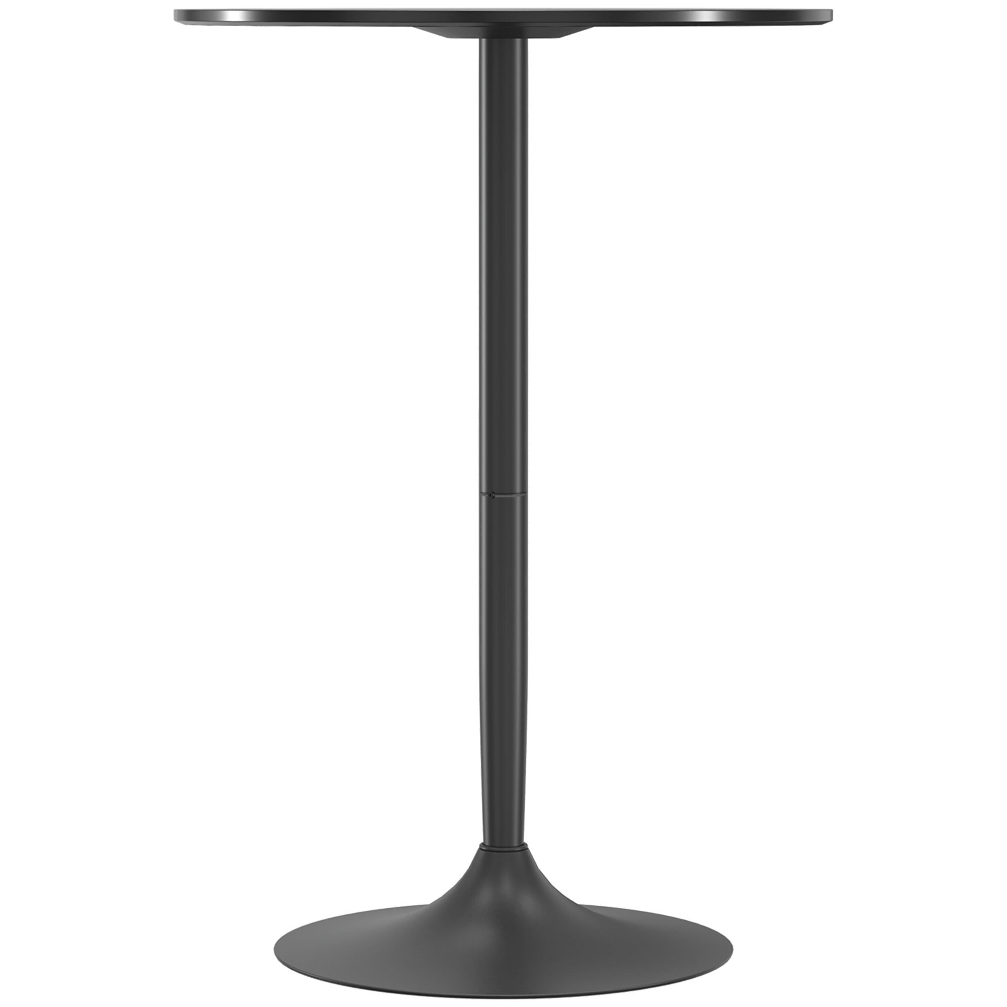 Modern High Bar Table, Round Kitchen Table for 2 People with Steel Base and MDF Top, Ø70x102cm, Black