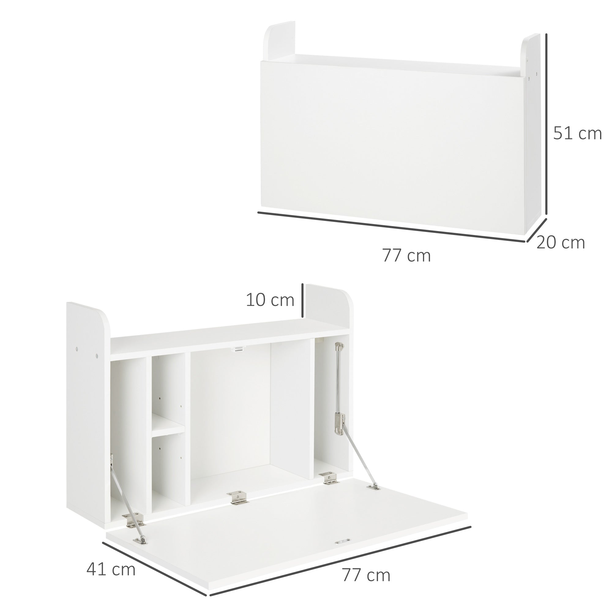 Wall-Mounted Folding Desk Computer Desk with Shelf - 77 x 20 x 51 cm