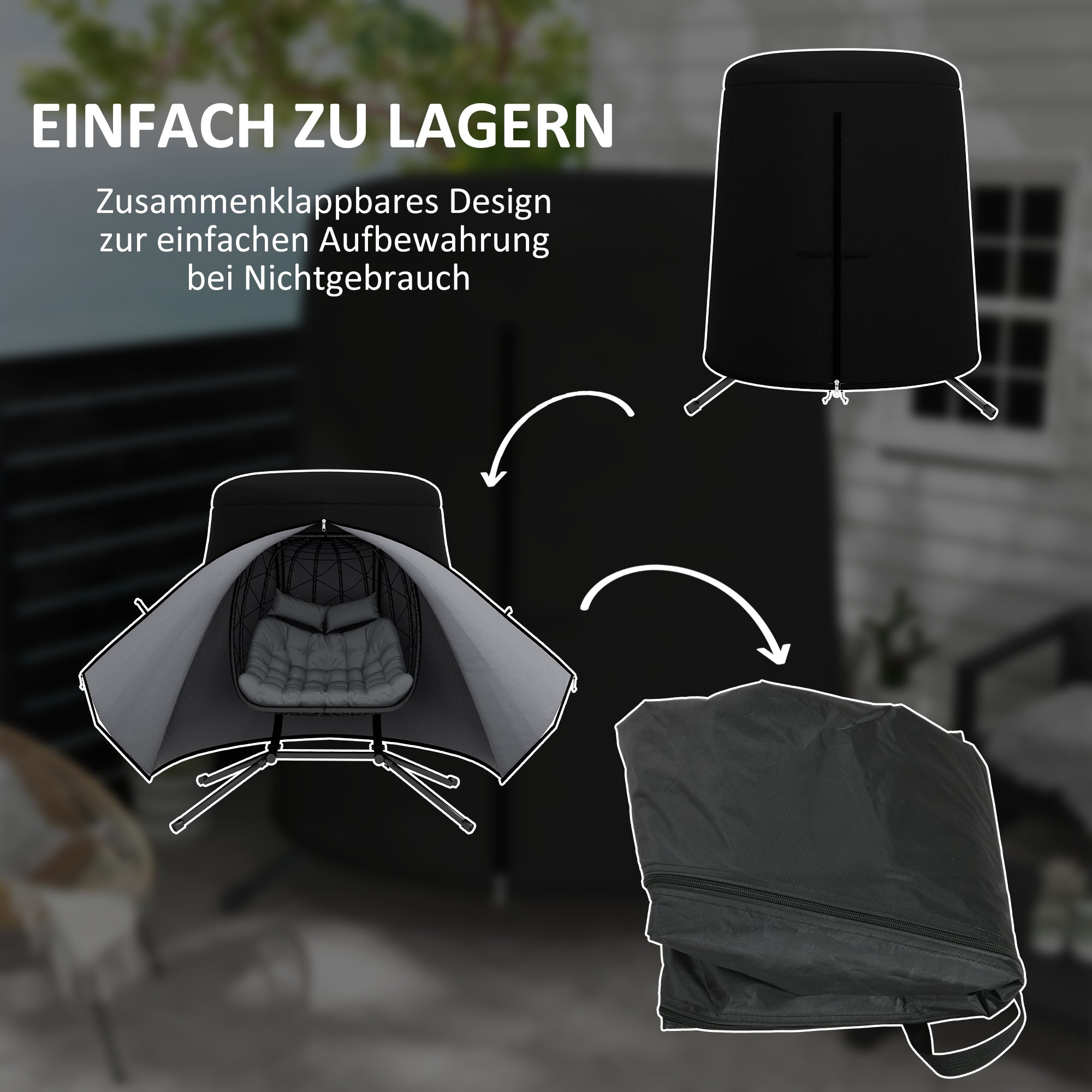 Hanging Chair Cover Outdoor Waterproof Protective Cover with UV Protection Tarpaulin for Hanging Basket Rocking Chair Hanging Chair 300D Oxford Ø196 x 230H cm