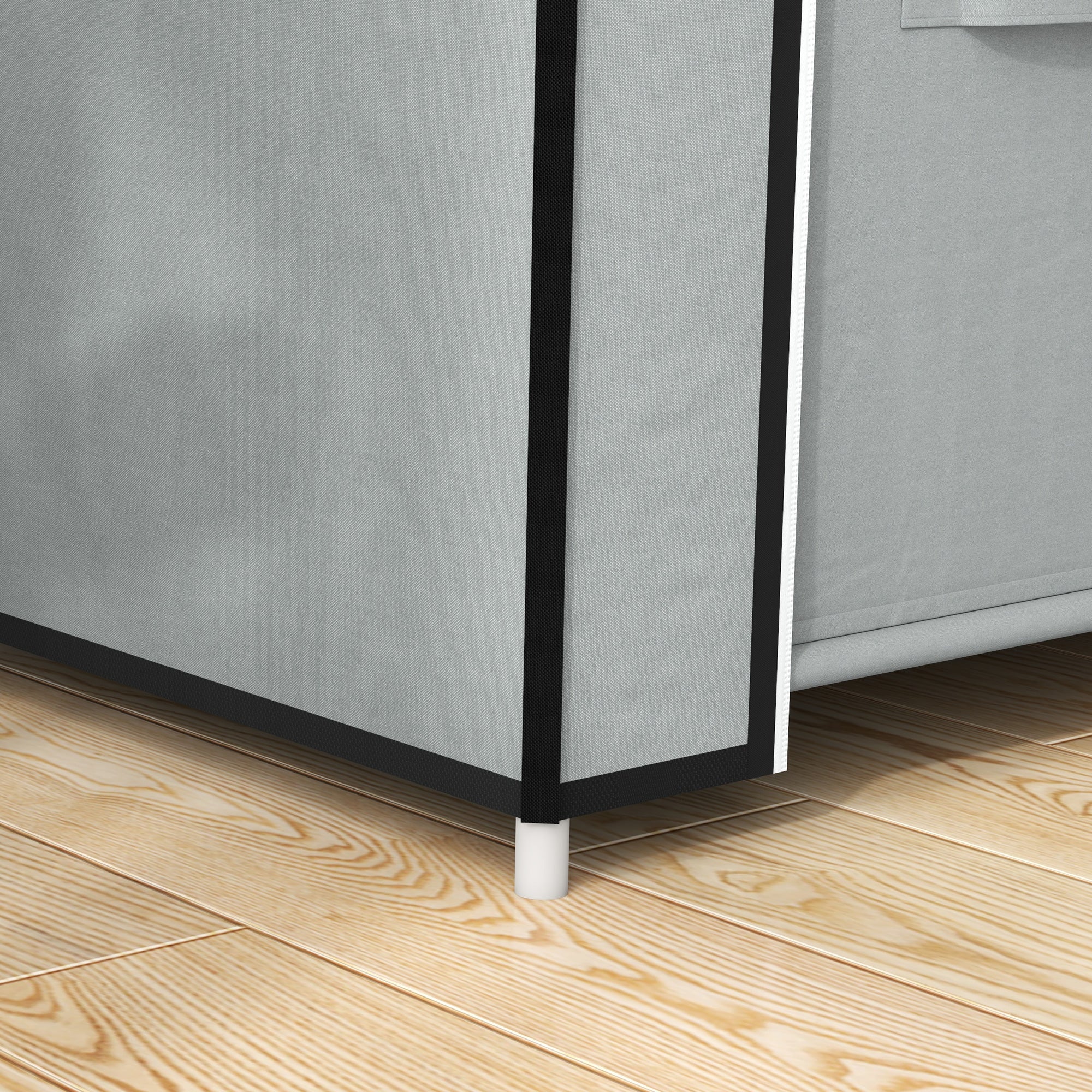 Wardrobe Fabric Closet with 5 Compartments, Clothes Rail, Zipper Folding Closet Fabric Wardrobe for Bedroom, Dressing Room, 150 x 45 x 175 cm, Light Grey