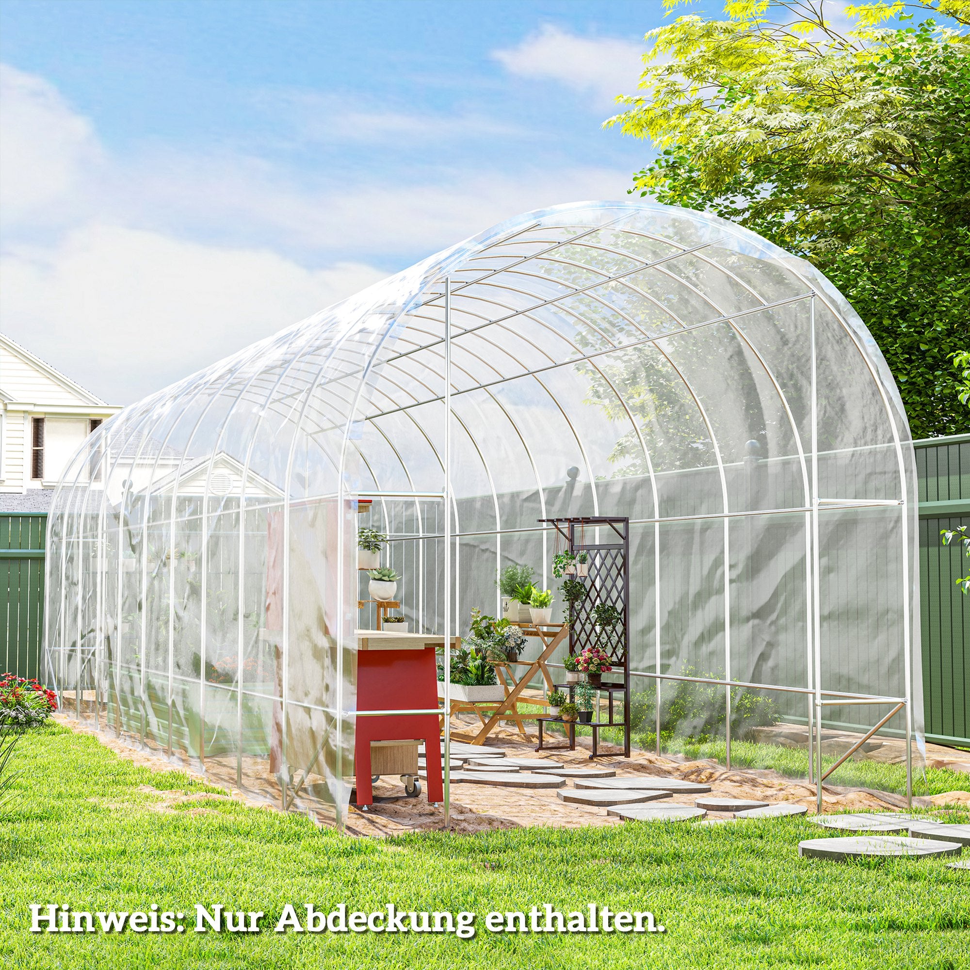 Greenhouse Film 8x10 m Waterproof Garden Cover with UV Protection, Extra Thick Tear-Resistant Plastic Film, Cover for Greenhouse Film Tunnel, Tunnel Film for Outdoor Area Transparent