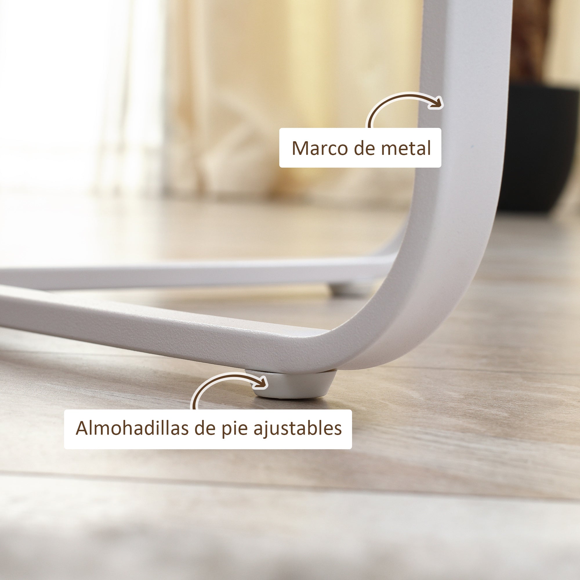 Set of 2 Center Tables Ø65x32 cm and Ø45x26 cm Round Living Room Tables with Wood Top and Metal Legs for Bedroom Natural and White