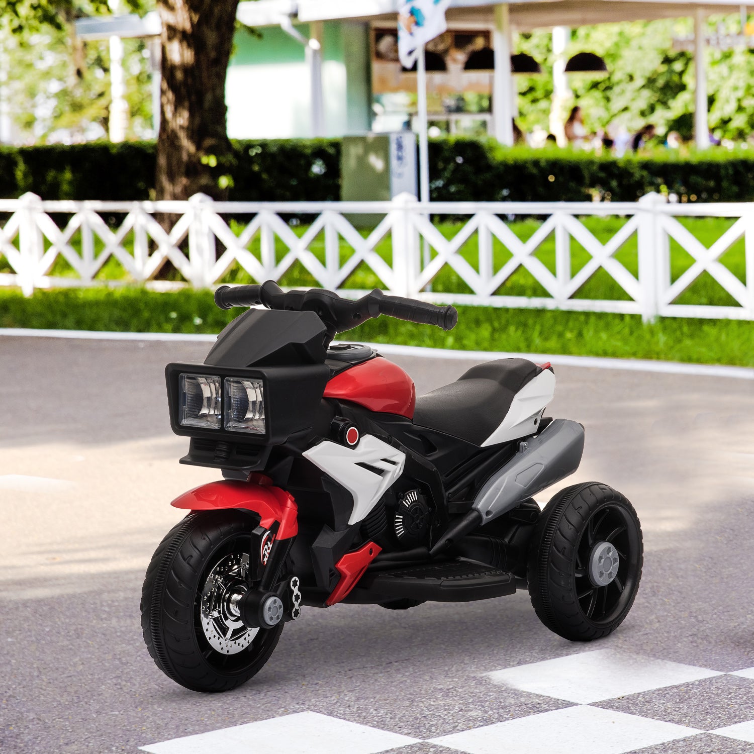 Electric Motorbike for Kids 3+ Years 6V Battery-Powered Bike with Lights Music Horn Wide Tires Ride-On Motorcycle with 3 km/h Speed Red and Black