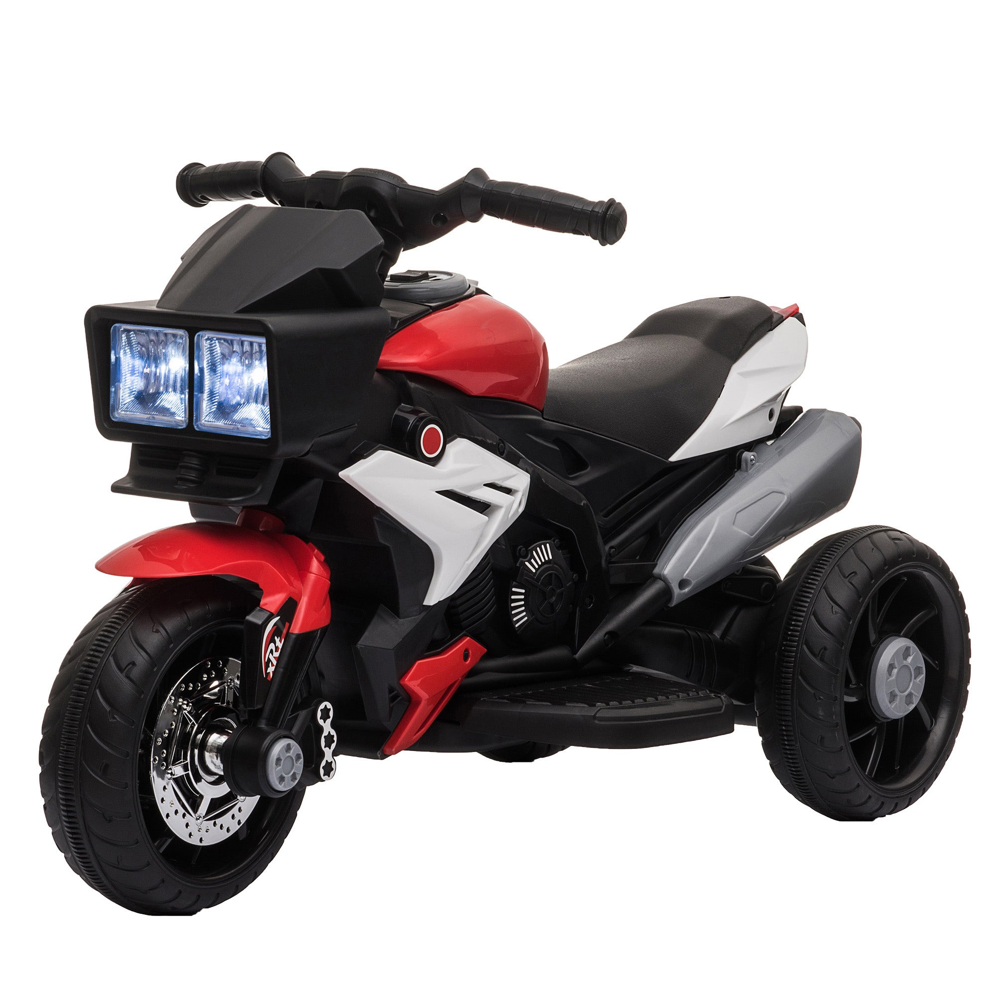 Electric Motorbike for Kids 3+ Years 6V Battery-Powered Bike with Lights Music Horn Wide Tires Ride-On Motorcycle with 3 km/h Speed Red and Black