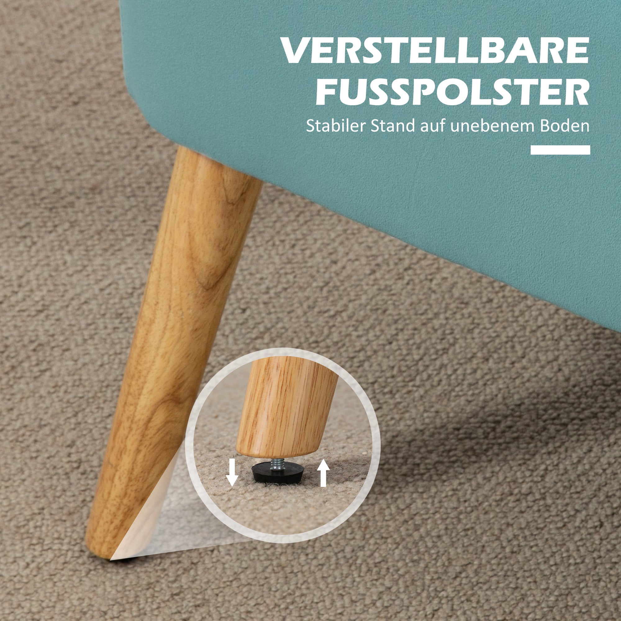 2-Seater Sofa, Small Loveseat with Velvet-Look Upholstery — Modern Upholstered Sofa for Living Room, Bedroom, Small Spaces, Green, 46.1 x 22.2 x 30.3 in